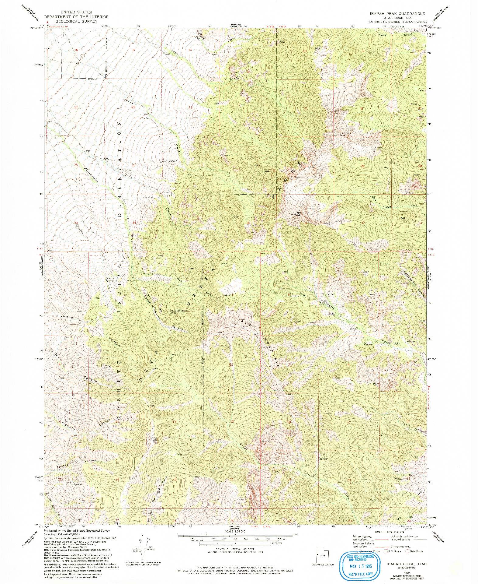 USGS 1:24000-SCALE QUADRANGLE FOR IBAPAH PEAK, UT 1972