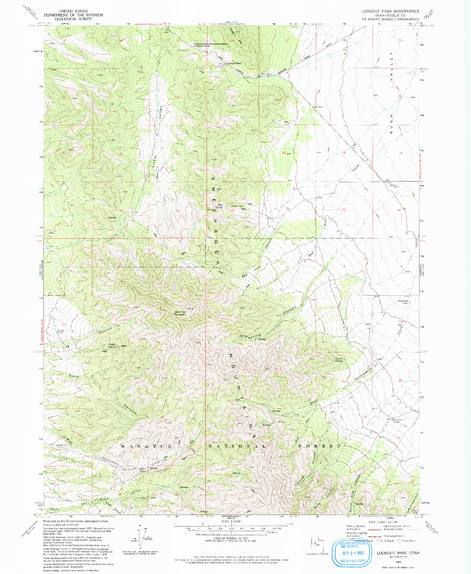 USGS 1:24000-SCALE QUADRANGLE FOR LOOKOUT PASS, UT 1993
