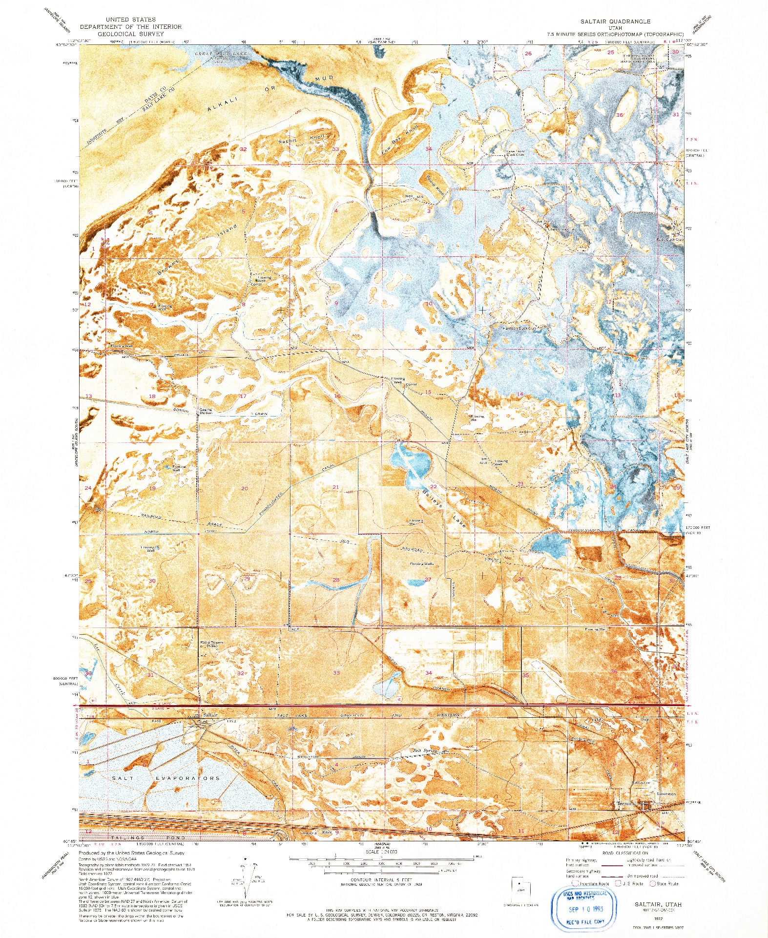 USGS 1:24000-SCALE QUADRANGLE FOR SALTAIR, UT 1972