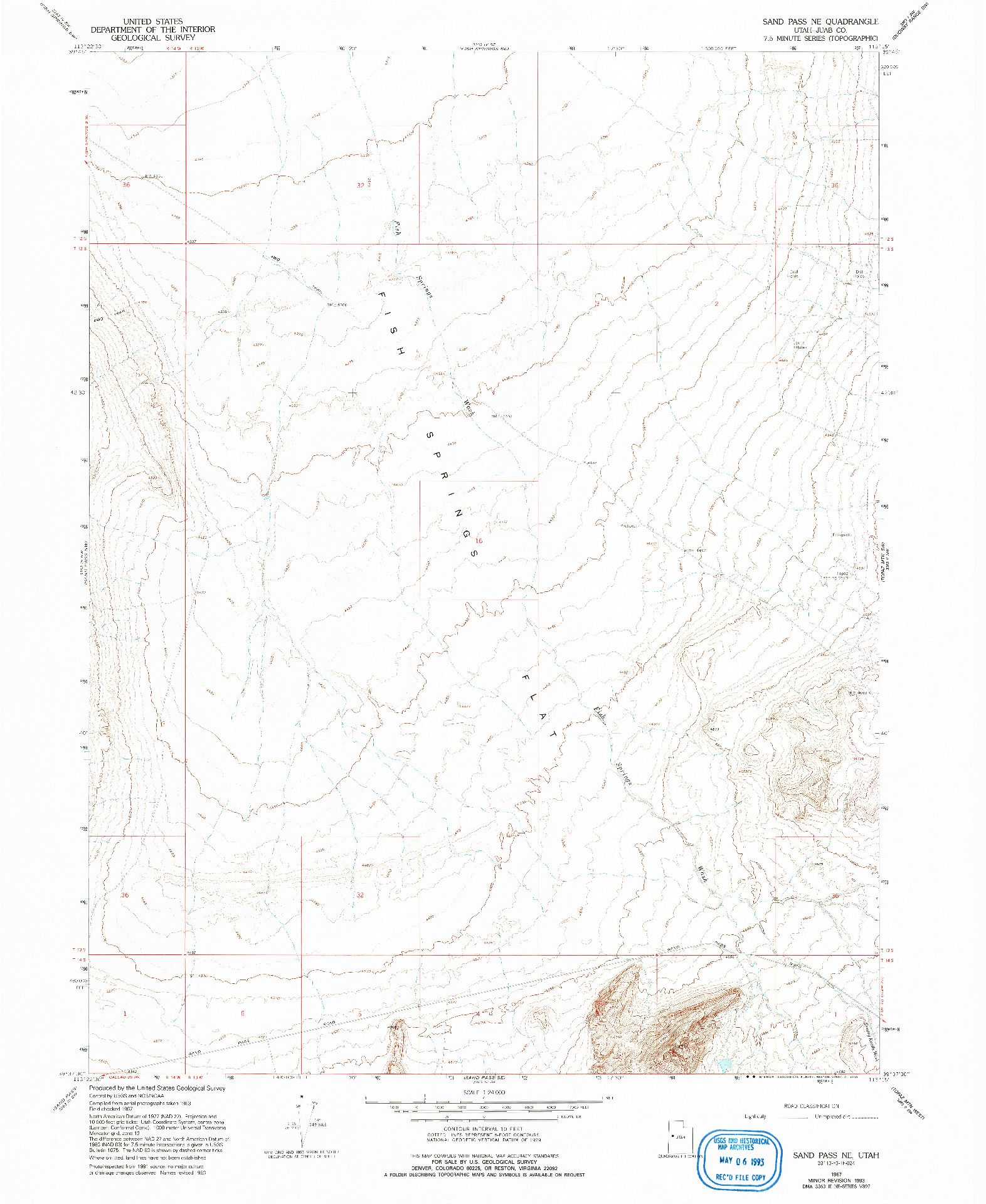 USGS 1:24000-SCALE QUADRANGLE FOR SAND PASS NE, UT 1967