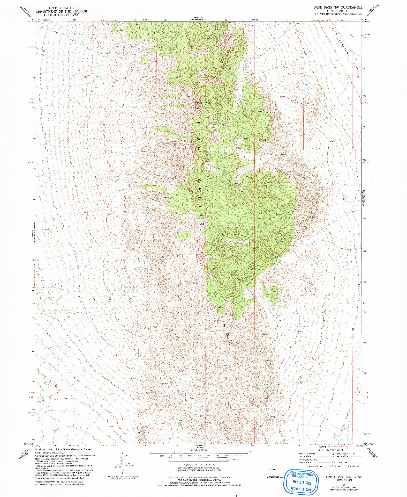 USGS 1:24000-SCALE QUADRANGLE FOR SAND PASS NW, UT 1967