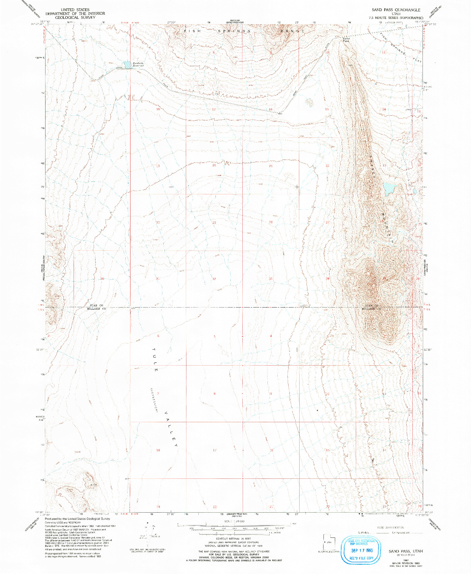 USGS 1:24000-SCALE QUADRANGLE FOR SAND PASS, UT 1967