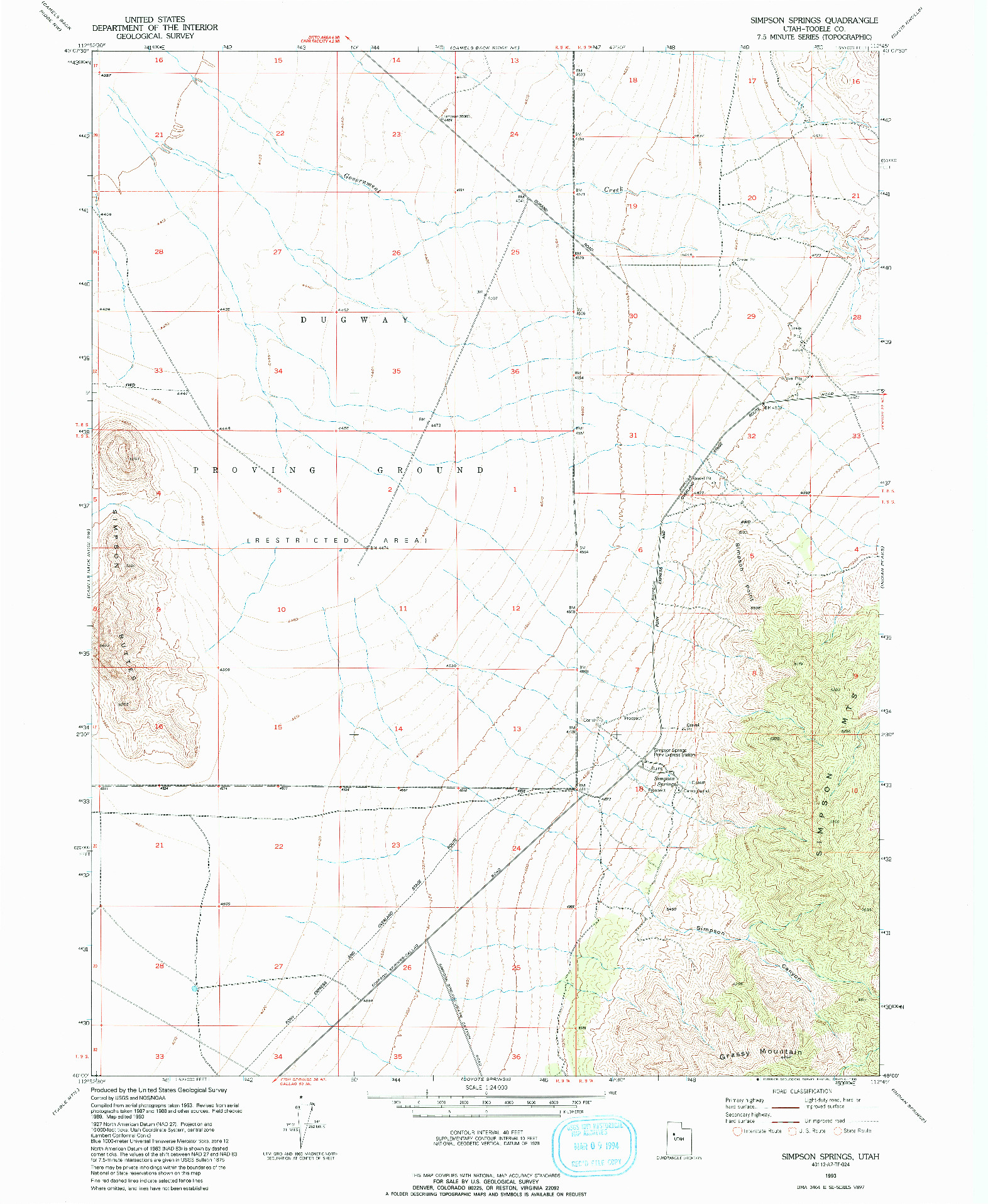 USGS 1:24000-SCALE QUADRANGLE FOR SIMPSON SPRINGS, UT 1993