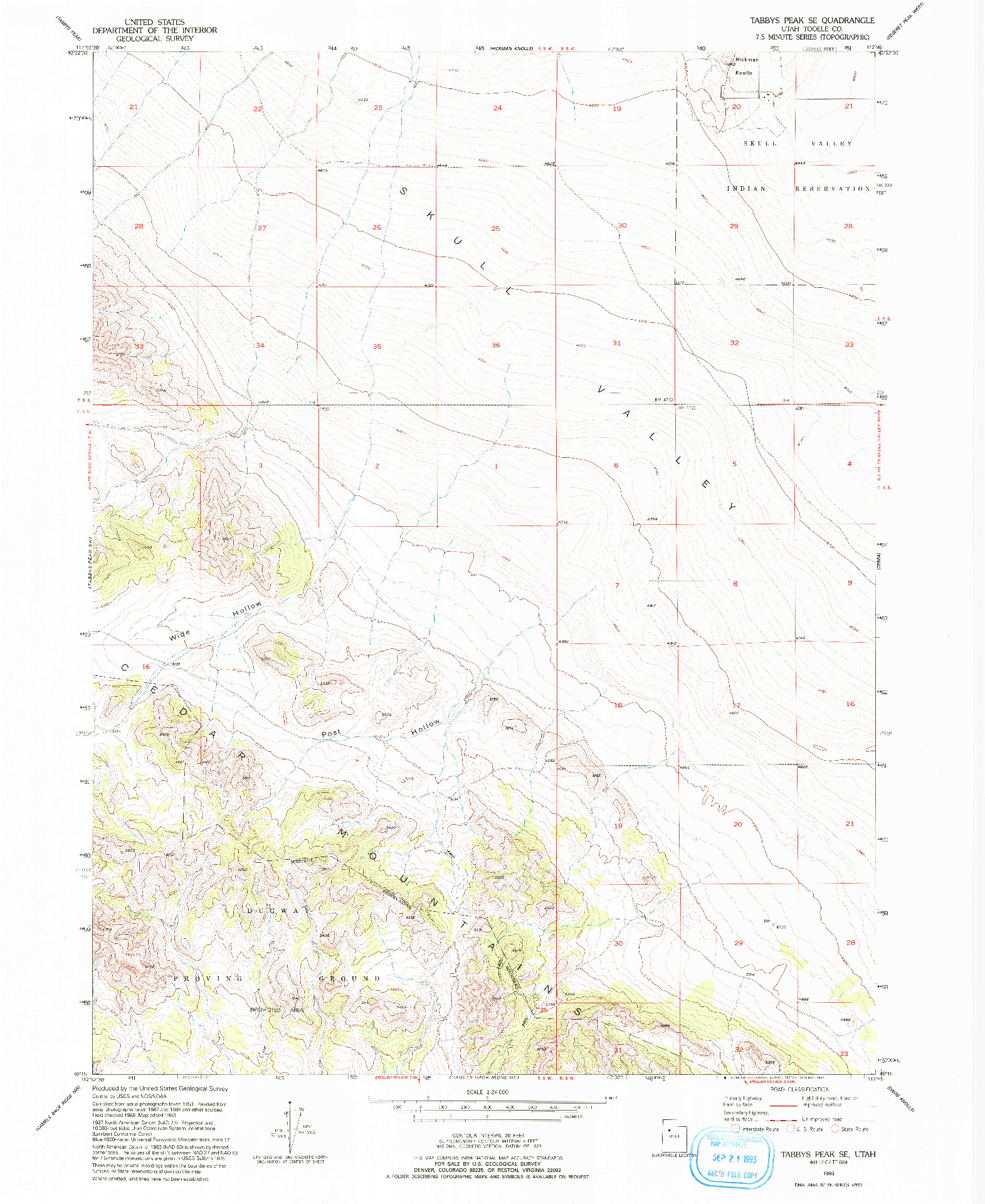 USGS 1:24000-SCALE QUADRANGLE FOR TABBYS PEAK SE, UT 1993