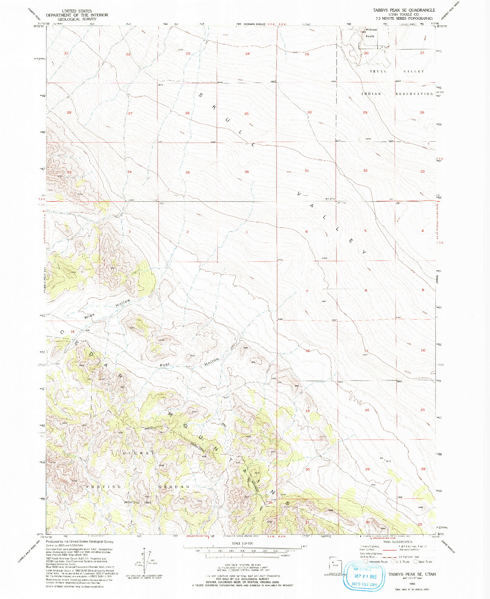 USGS 1:24000-SCALE QUADRANGLE FOR TABBYS PEAK SE, UT 1993
