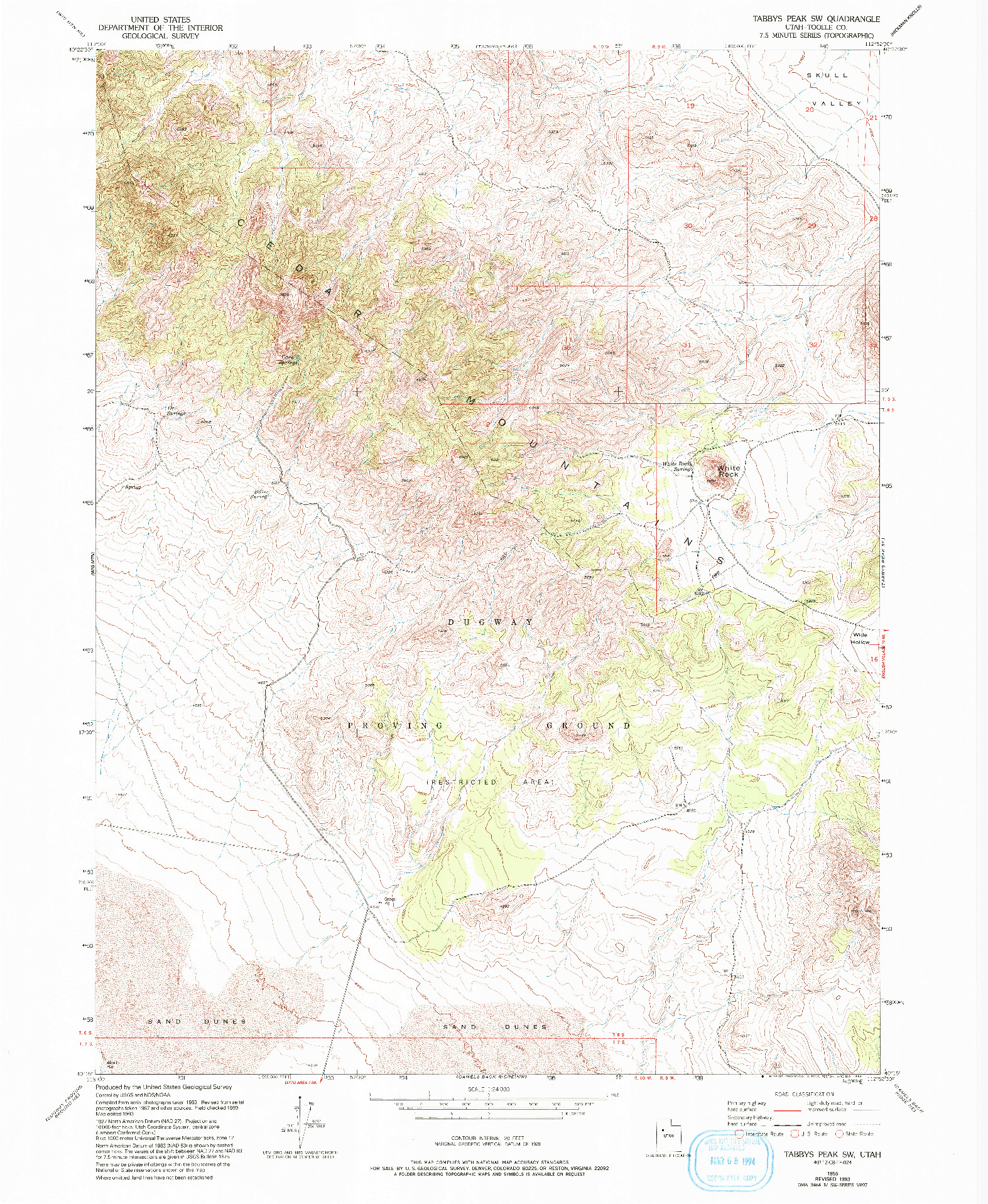 USGS 1:24000-SCALE QUADRANGLE FOR TABBYS PEAK SW, UT 1955