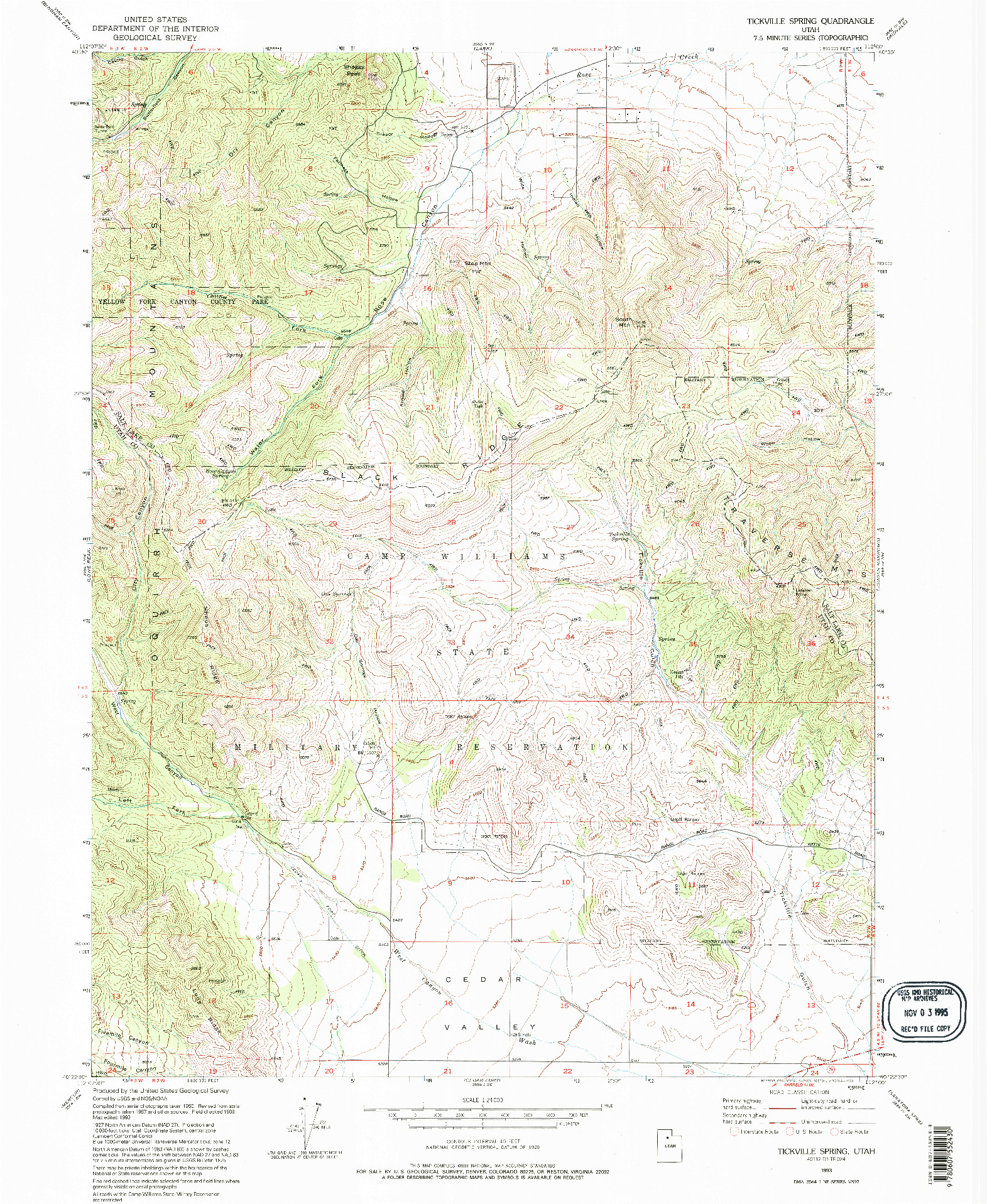 USGS 1:24000-SCALE QUADRANGLE FOR TICKVILLE SPRING, UT 1993