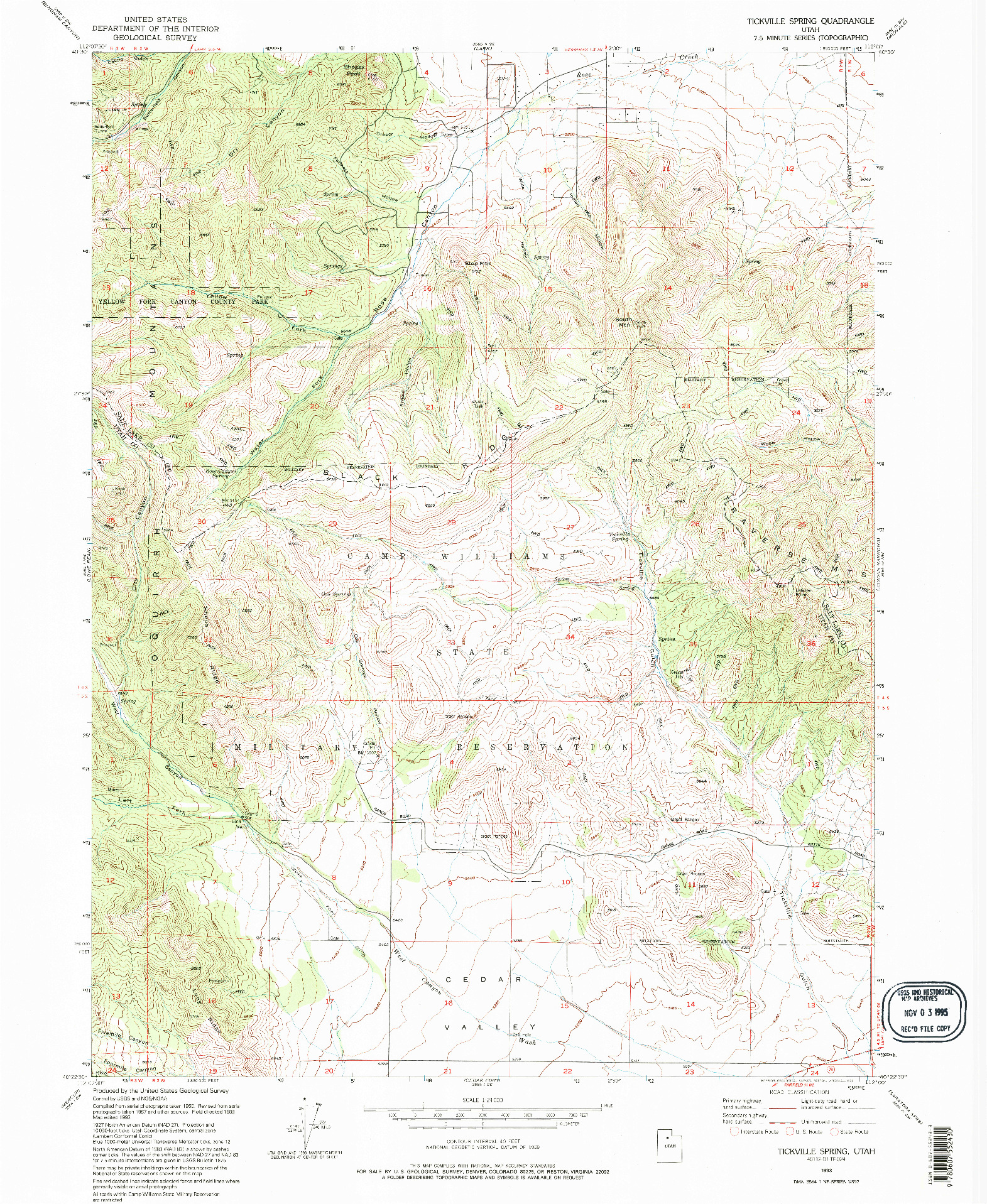 USGS 1:24000-SCALE QUADRANGLE FOR TICKVILLE SPRING, UT 1993