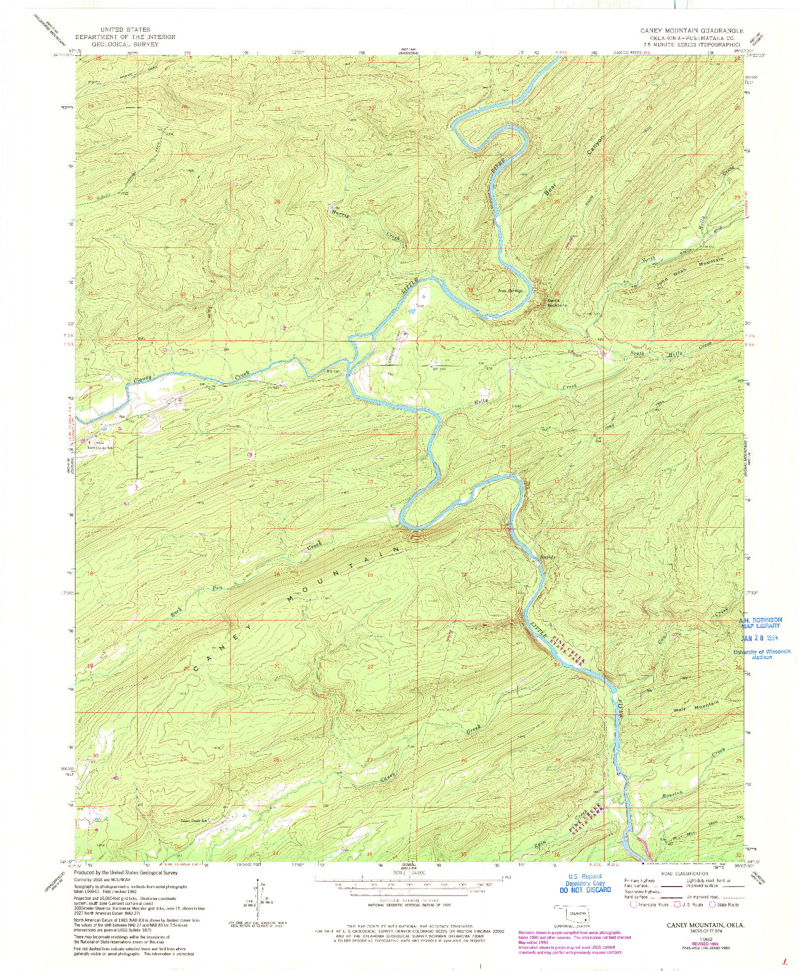 USGS 1:24000-SCALE QUADRANGLE FOR CANEY MOUNTAIN, OK 1962