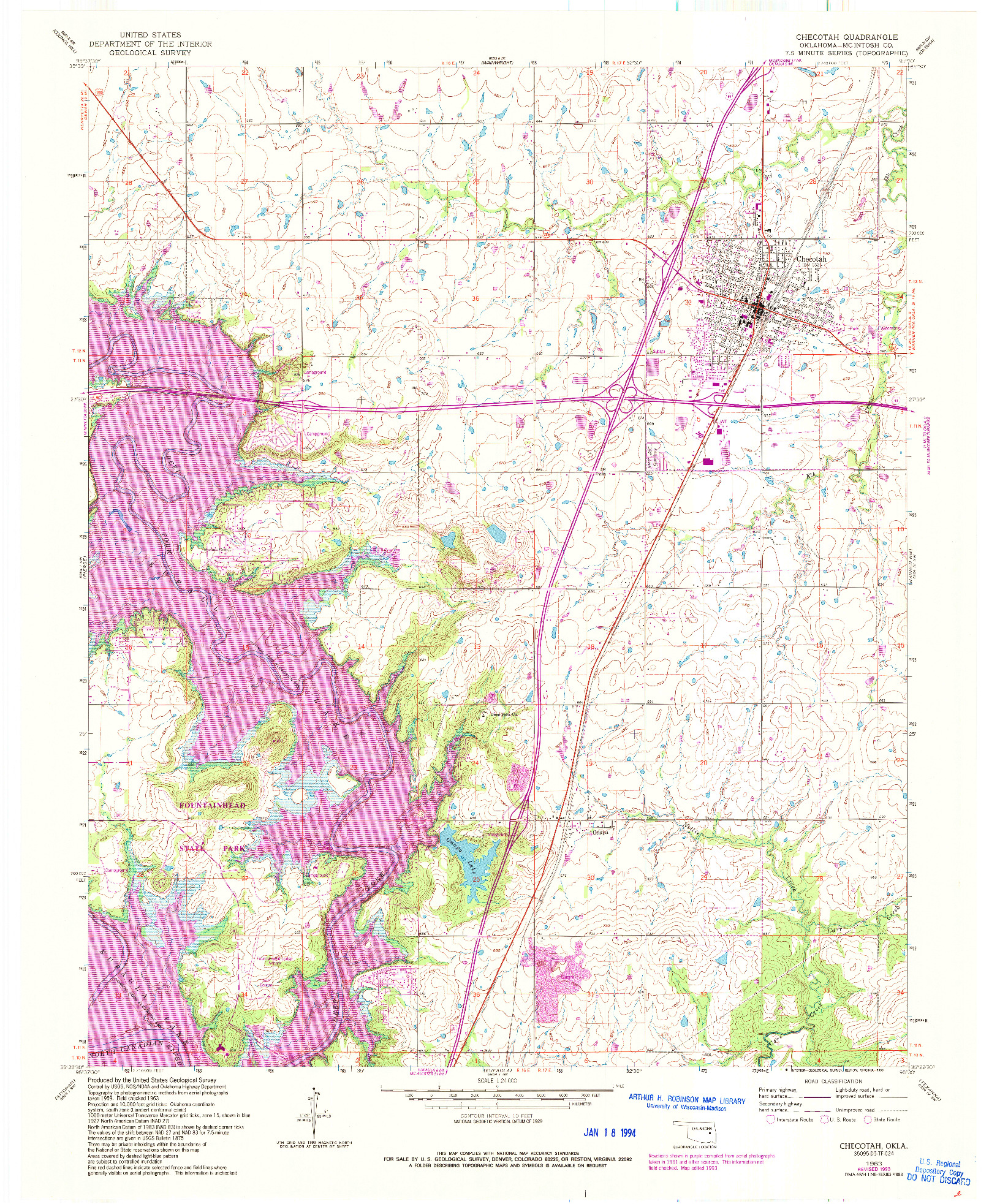 USGS 1:24000-SCALE QUADRANGLE FOR CHECOTAH, OK 1963