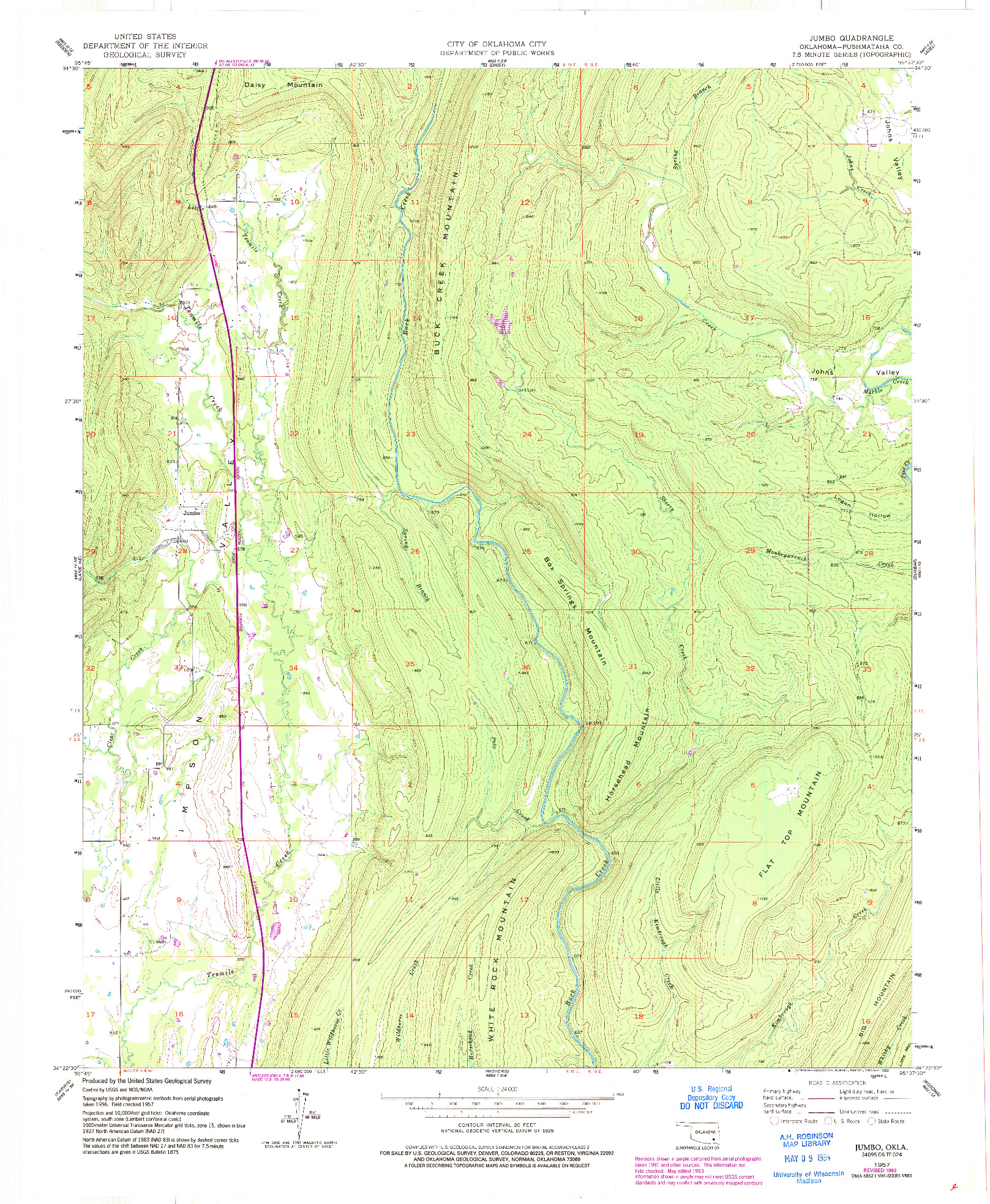 USGS 1:24000-SCALE QUADRANGLE FOR JUMBO, OK 1957