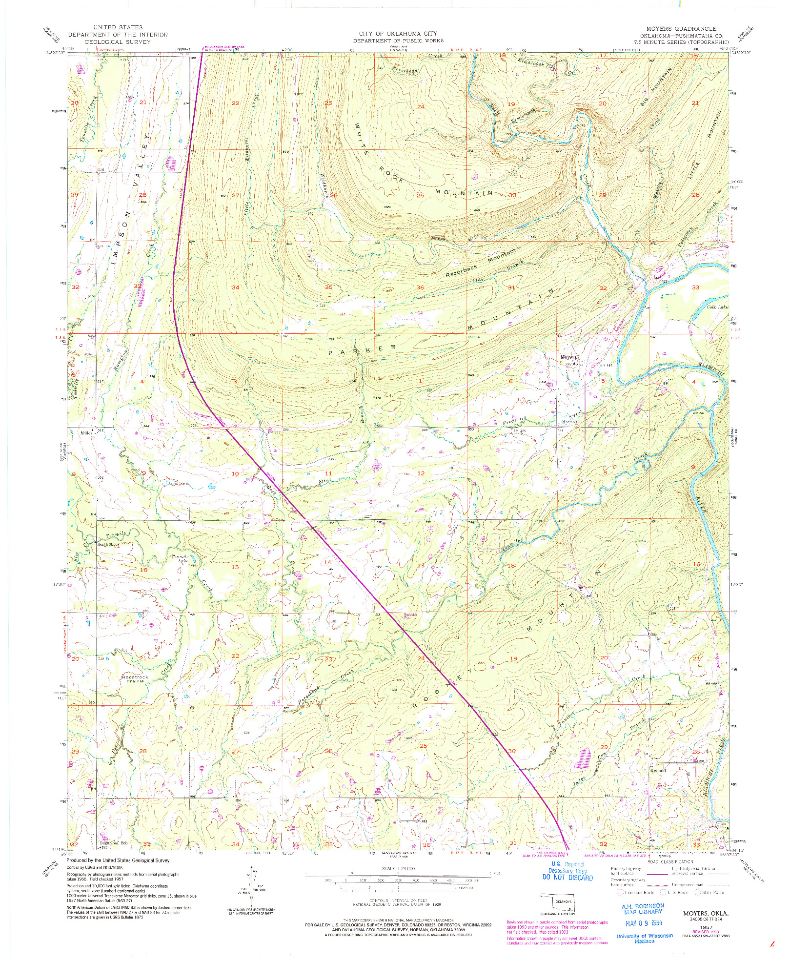 USGS 1:24000-SCALE QUADRANGLE FOR MOYERS, OK 1957