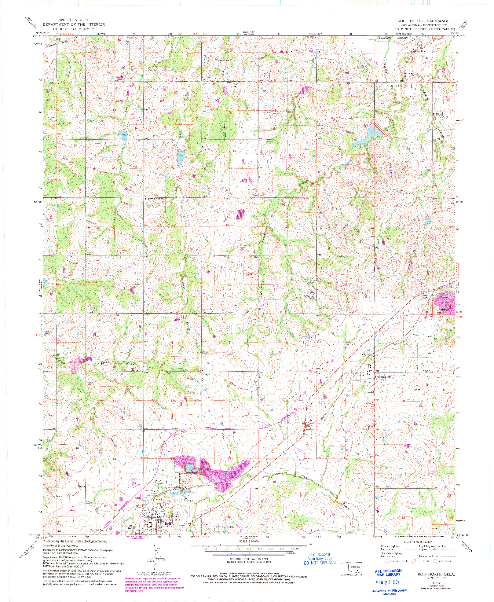 USGS 1:24000-SCALE QUADRANGLE FOR ROFF NORTH, OK 1967