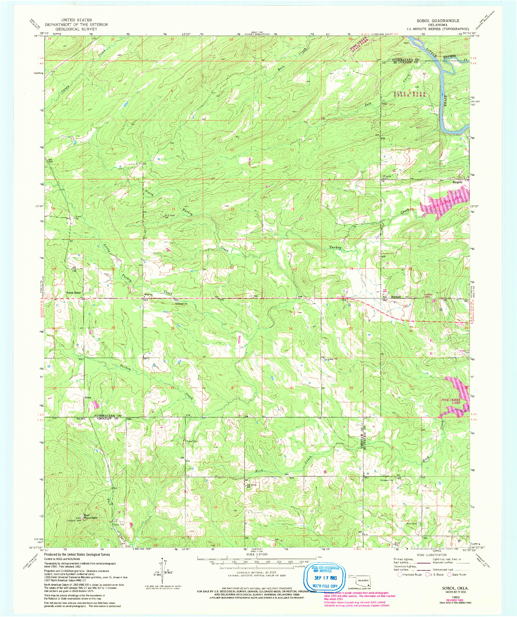 USGS 1:24000-SCALE QUADRANGLE FOR SOBOL, OK 1962