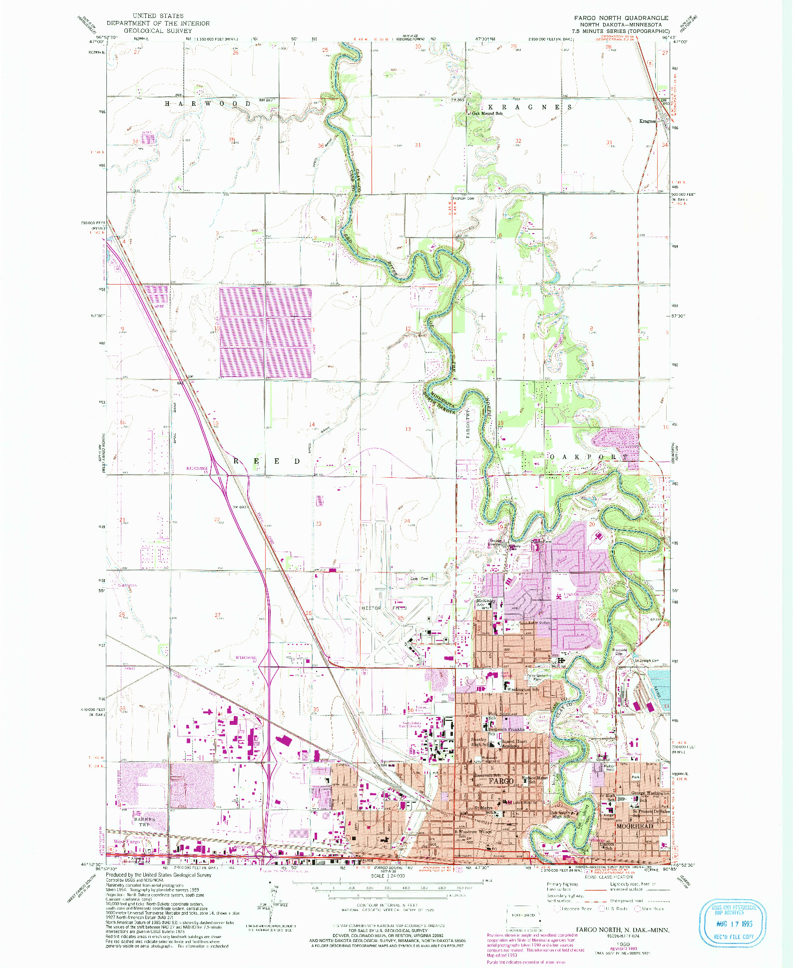 USGS 1:24000-SCALE QUADRANGLE FOR FARGO NORTH, ND 1959