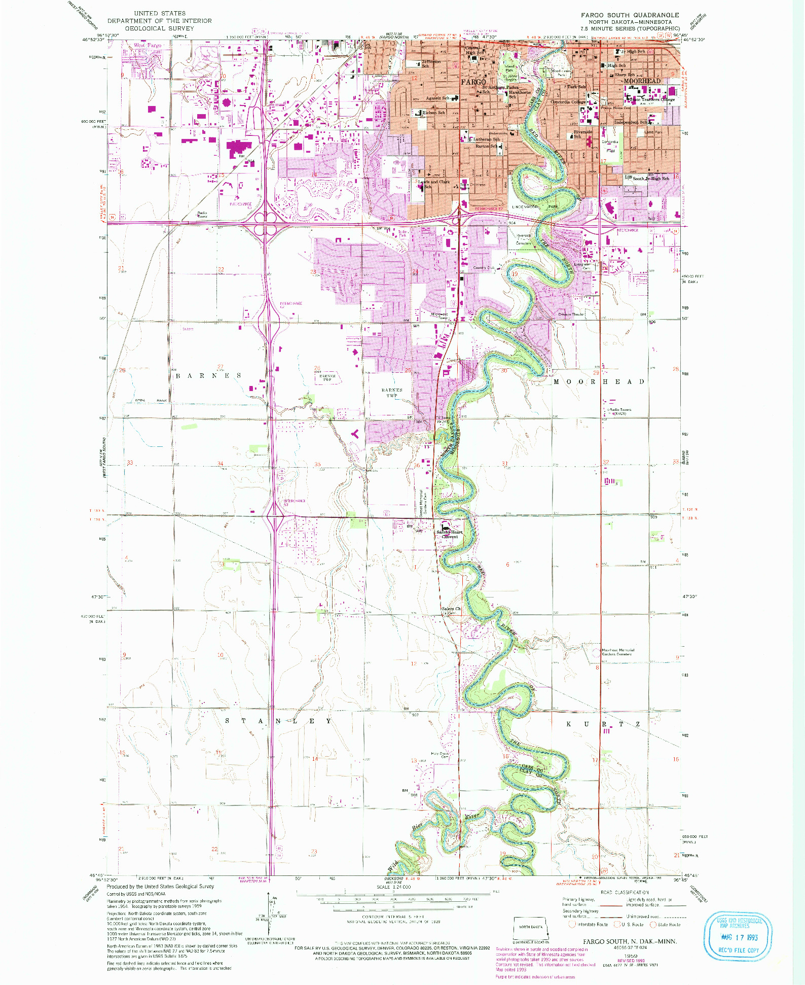 USGS 1:24000-SCALE QUADRANGLE FOR FARGO SOUTH, ND 1959