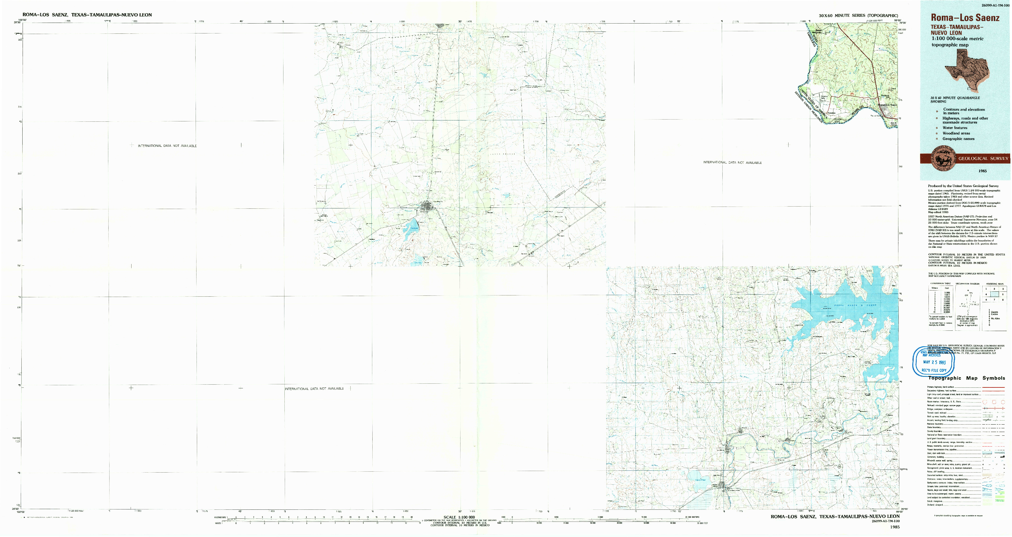 USGS 1:100000-SCALE QUADRANGLE FOR ROMA-LOS SAENZ, TX 1985