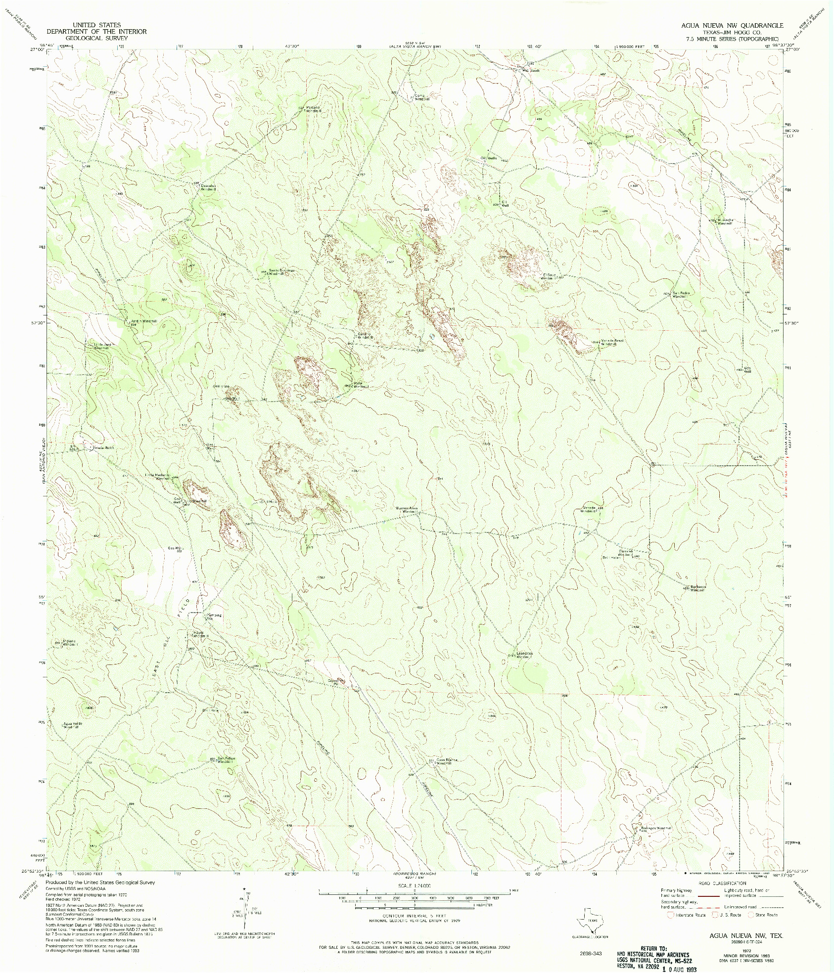 USGS 1:24000-SCALE QUADRANGLE FOR AGUA NUEVA NW, TX 1972