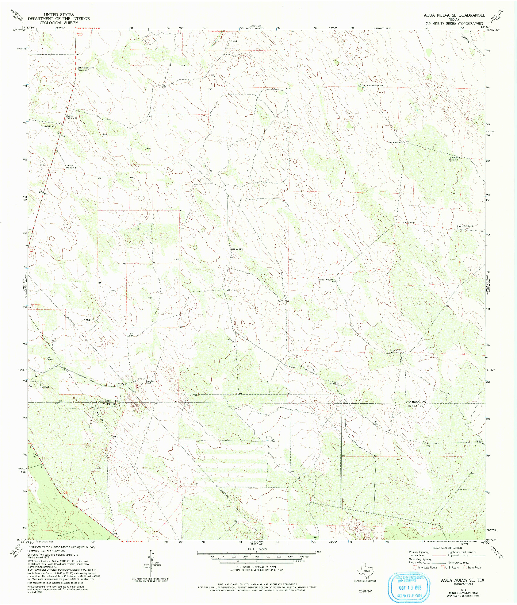 USGS 1:24000-SCALE QUADRANGLE FOR AGUA NUEVA SE, TX 1972