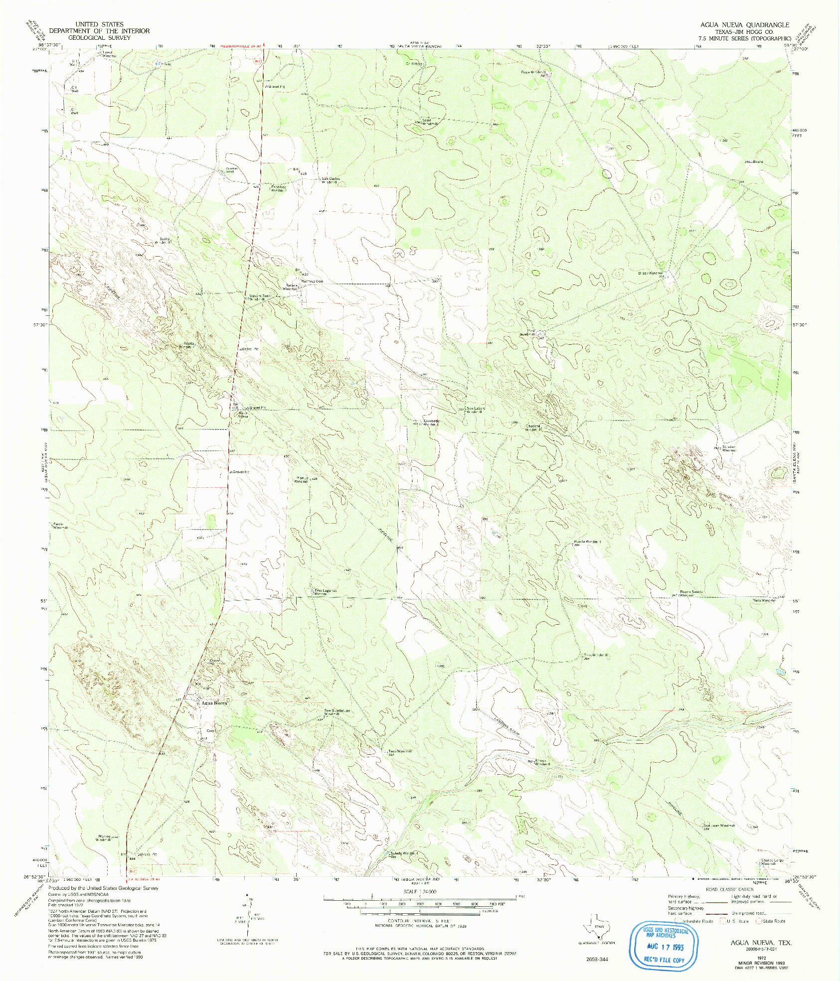 USGS 1:24000-SCALE QUADRANGLE FOR AGUA NUEVA, TX 1972