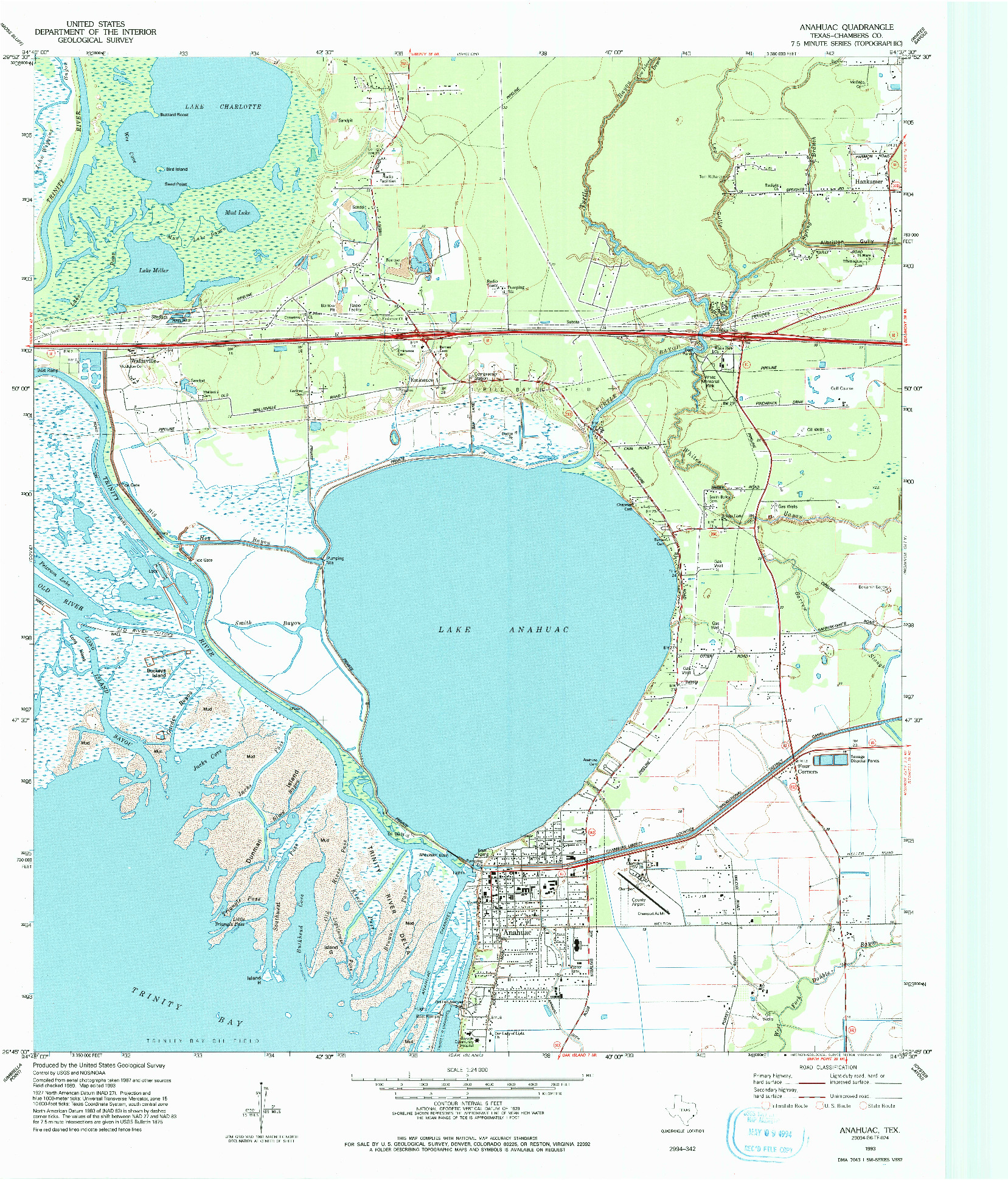 USGS 1:24000-SCALE QUADRANGLE FOR ANAHUAC, TX 1993