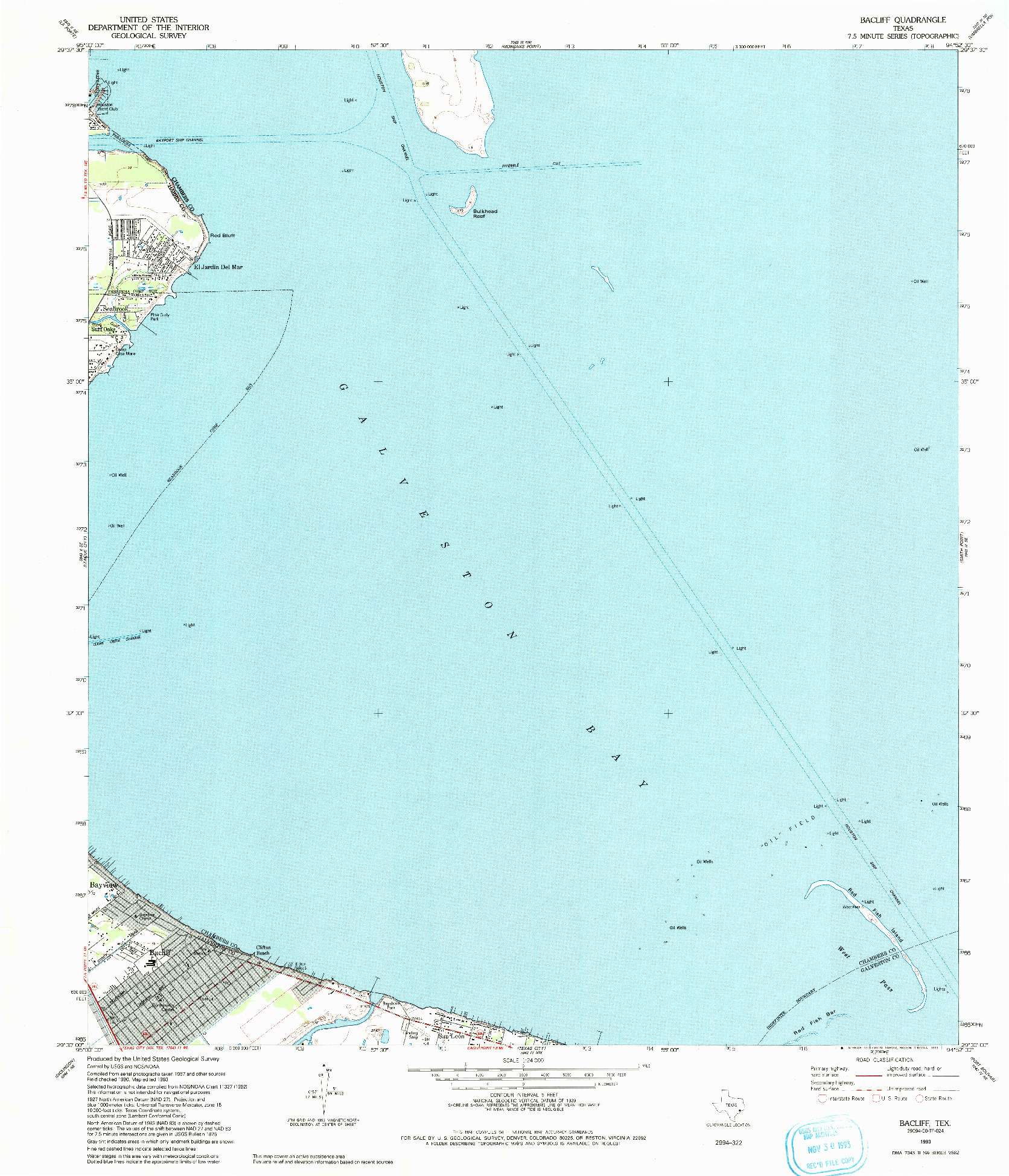 USGS 1:24000-SCALE QUADRANGLE FOR BACLIFF, TX 1993