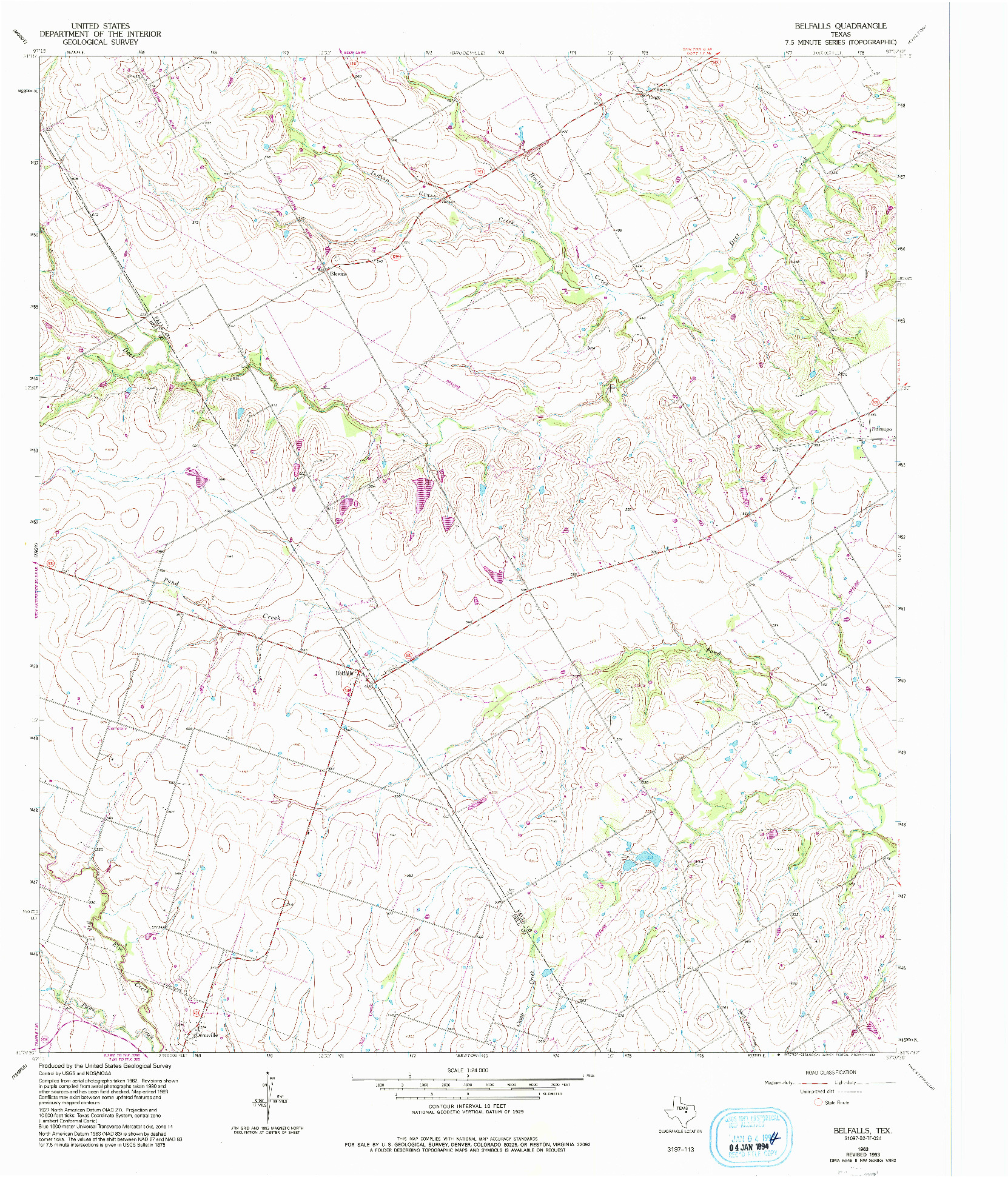 USGS 1:24000-SCALE QUADRANGLE FOR BELFALLS, TX 1963