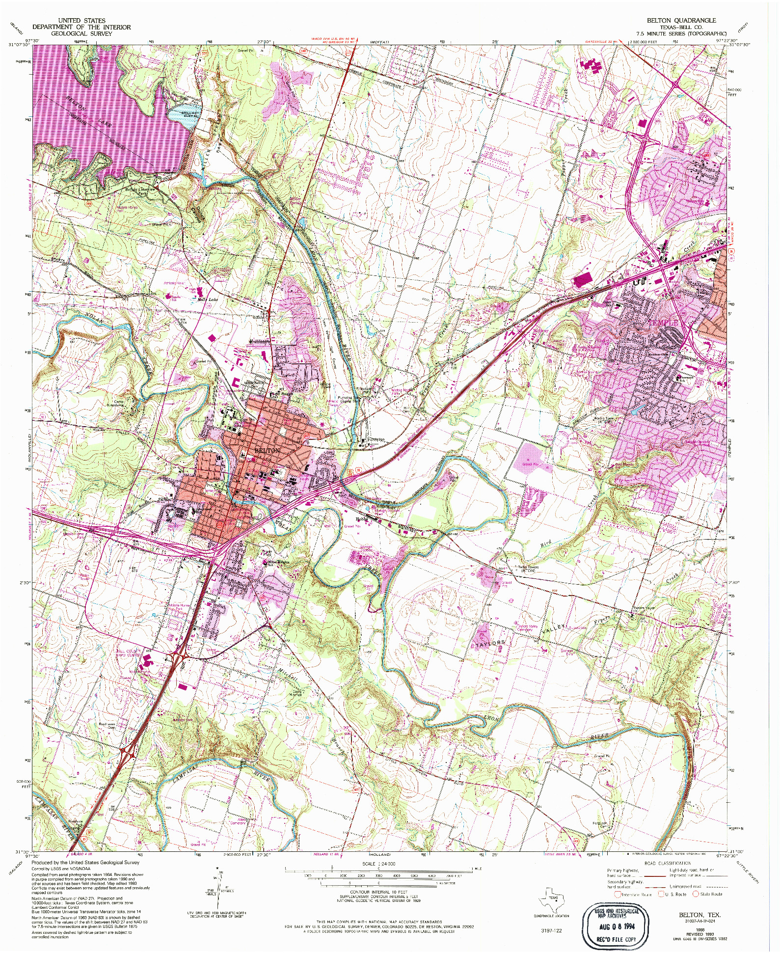 USGS 1:24000-SCALE QUADRANGLE FOR BELTON, TX 1965