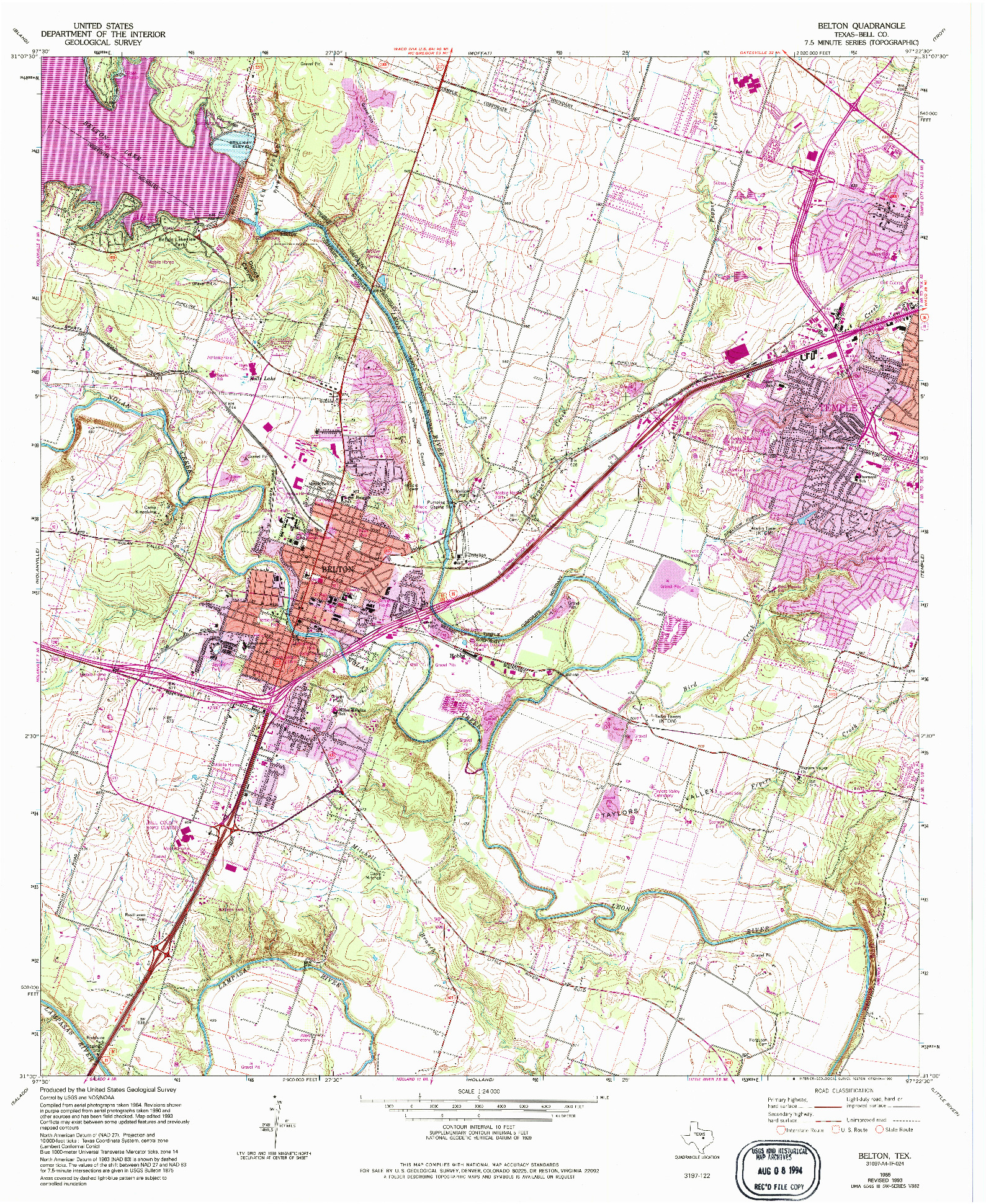 USGS 1:24000-SCALE QUADRANGLE FOR BELTON, TX 1965