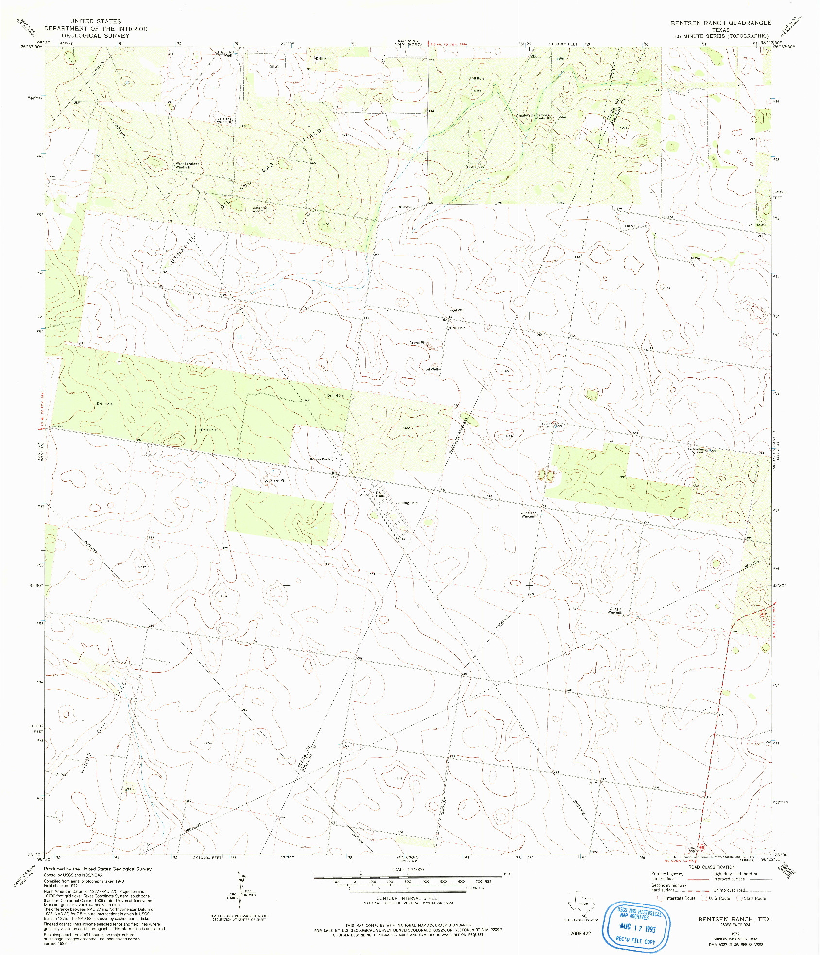 USGS 1:24000-SCALE QUADRANGLE FOR BENTSEN RANCH, TX 1972