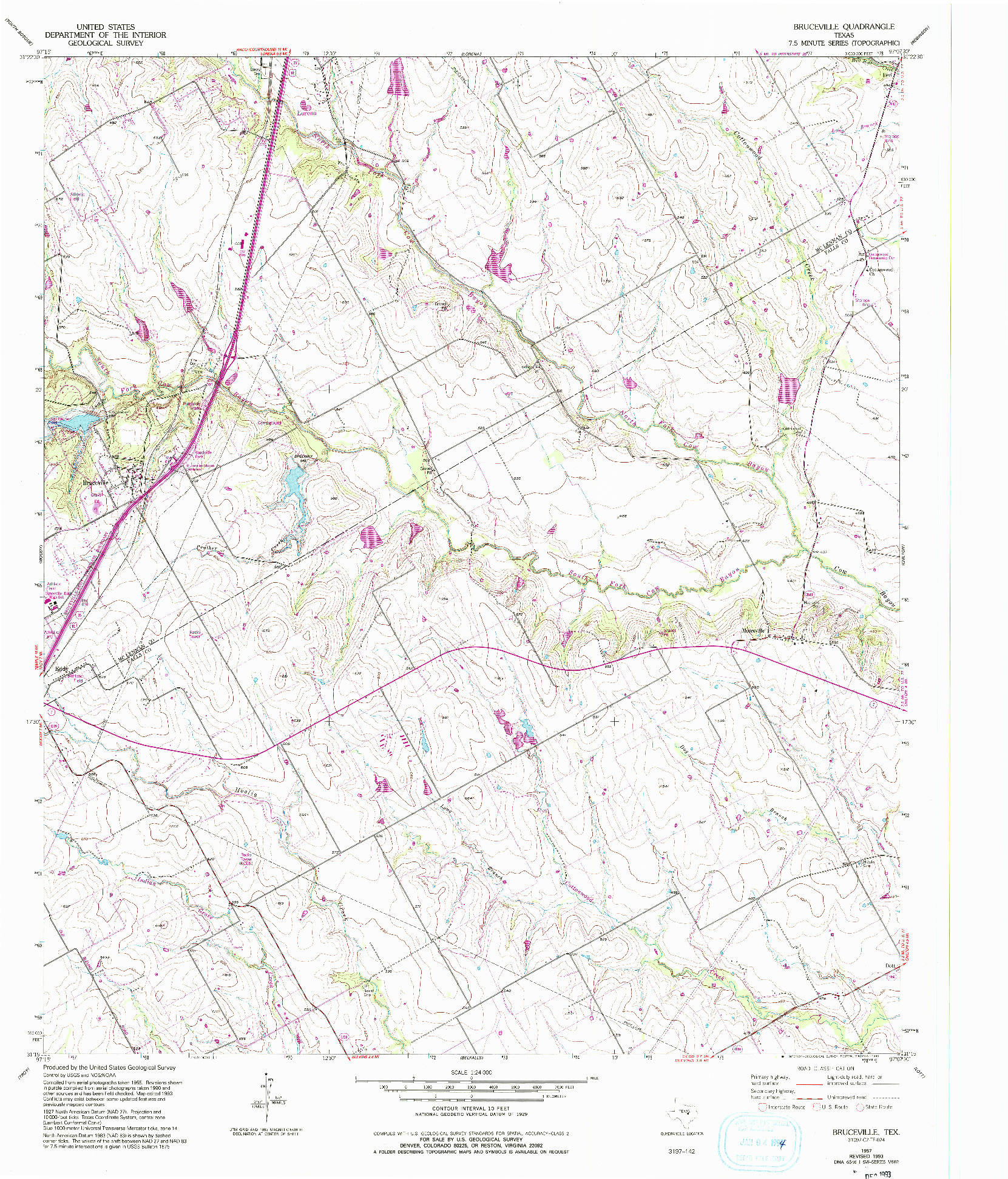 USGS 1:24000-SCALE QUADRANGLE FOR BRUCEVILLE, TX 1957