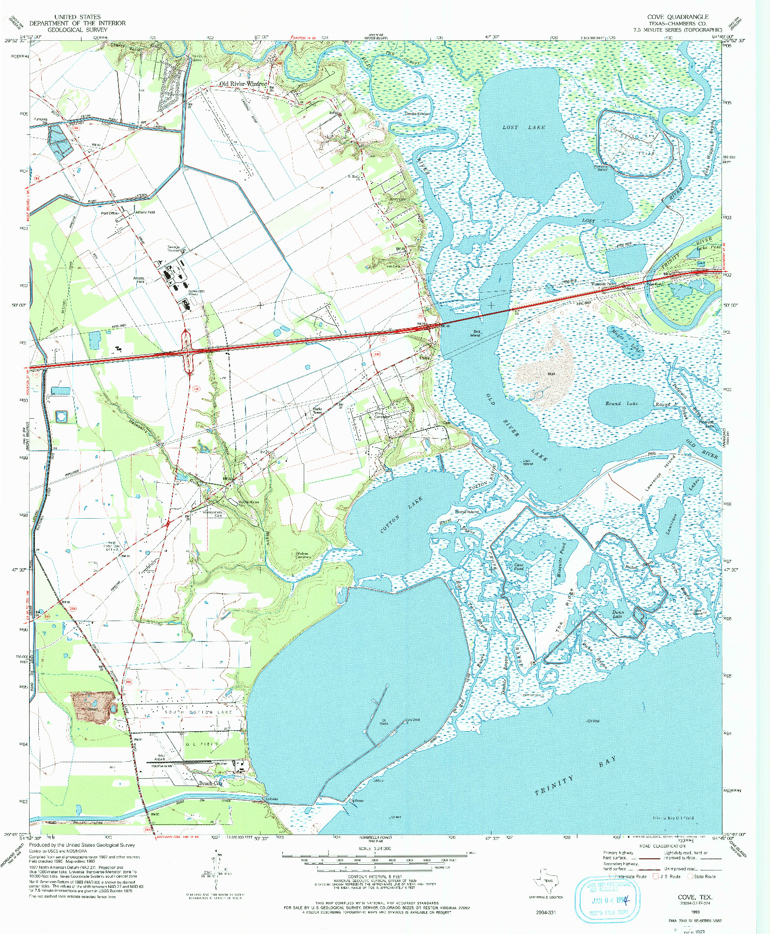 USGS 1:24000-SCALE QUADRANGLE FOR COVE, TX 1993