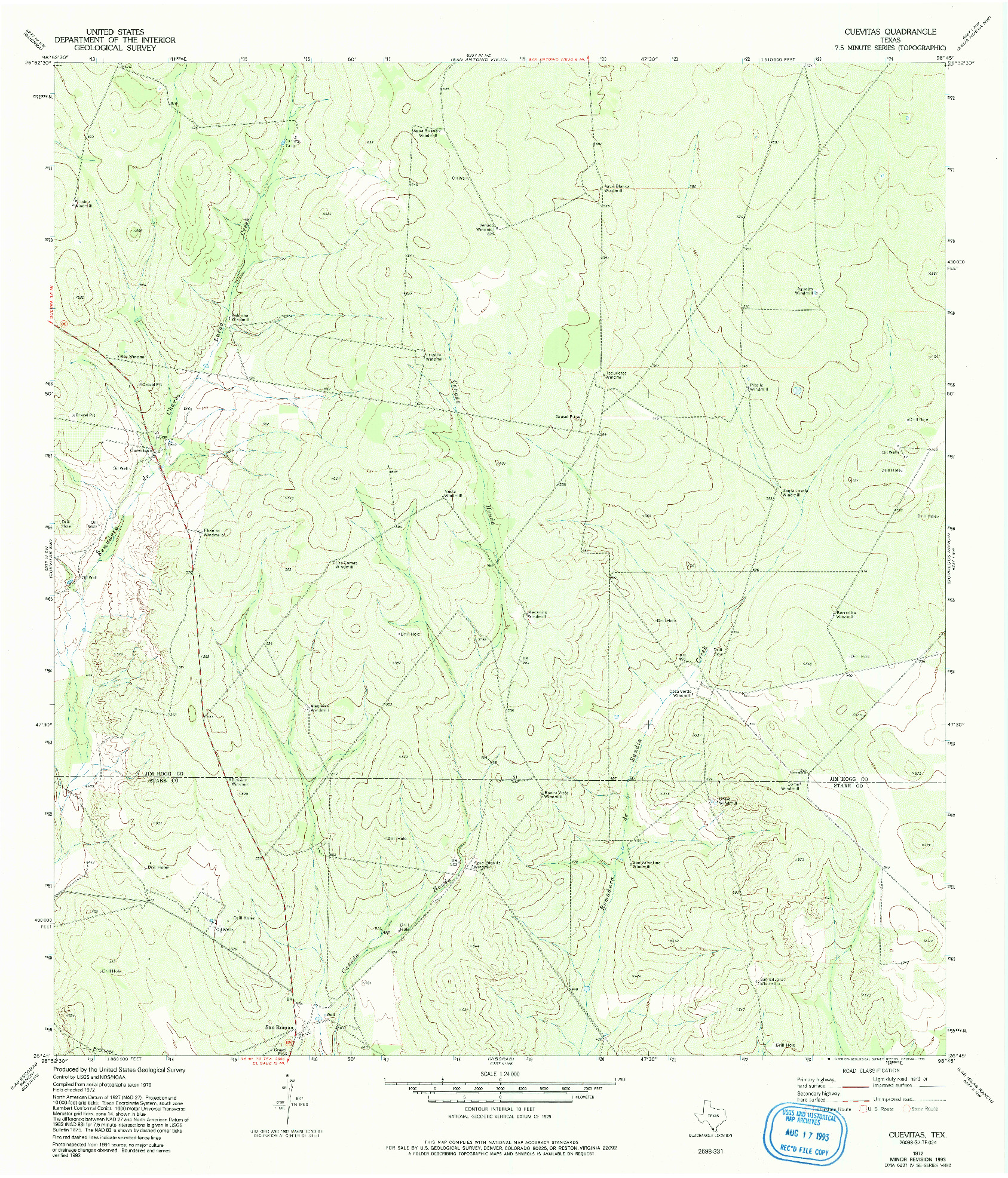 USGS 1:24000-SCALE QUADRANGLE FOR CUEVITAS, TX 1972