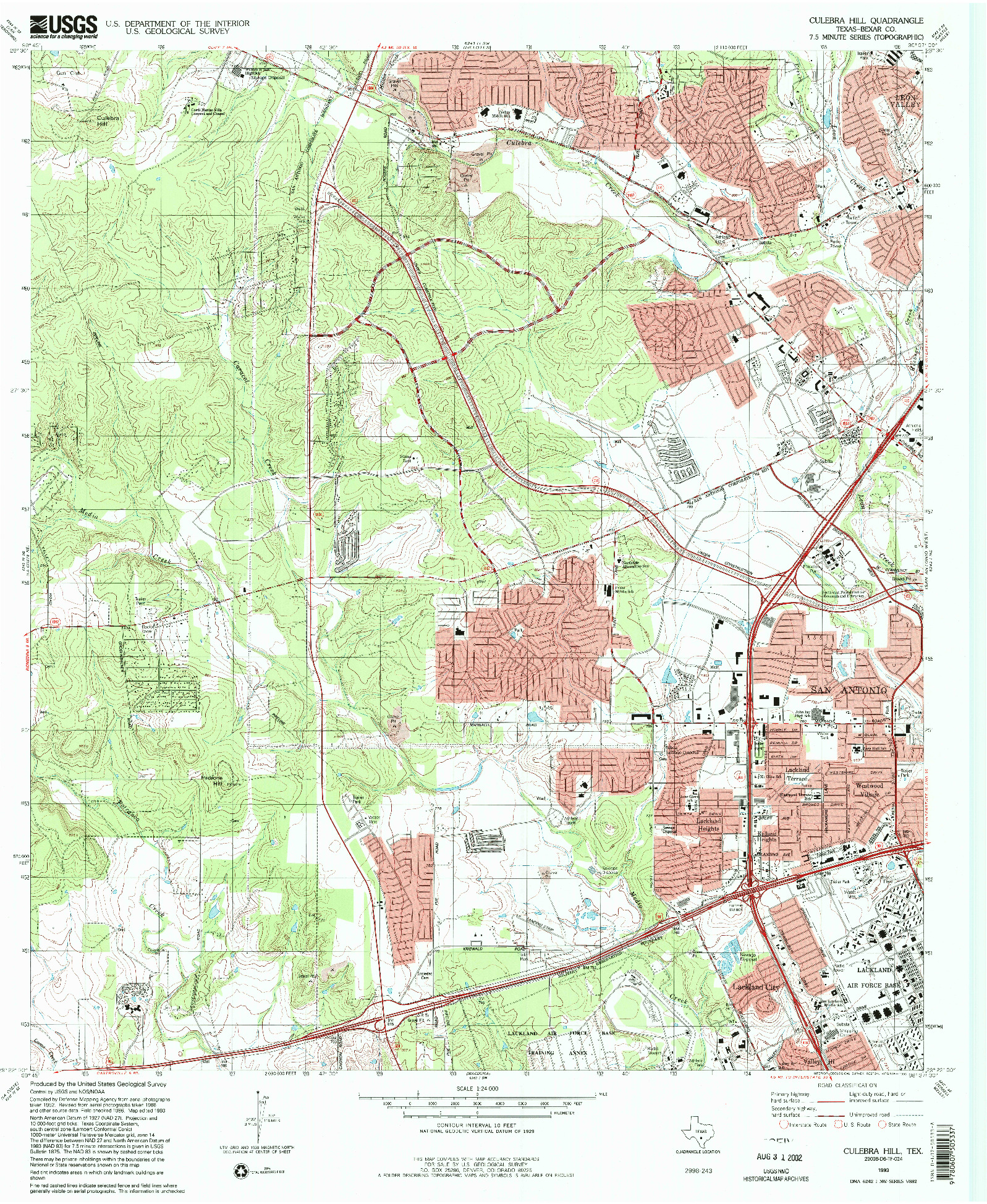 USGS 1:24000-SCALE QUADRANGLE FOR CULEBRA HILL, TX 1993