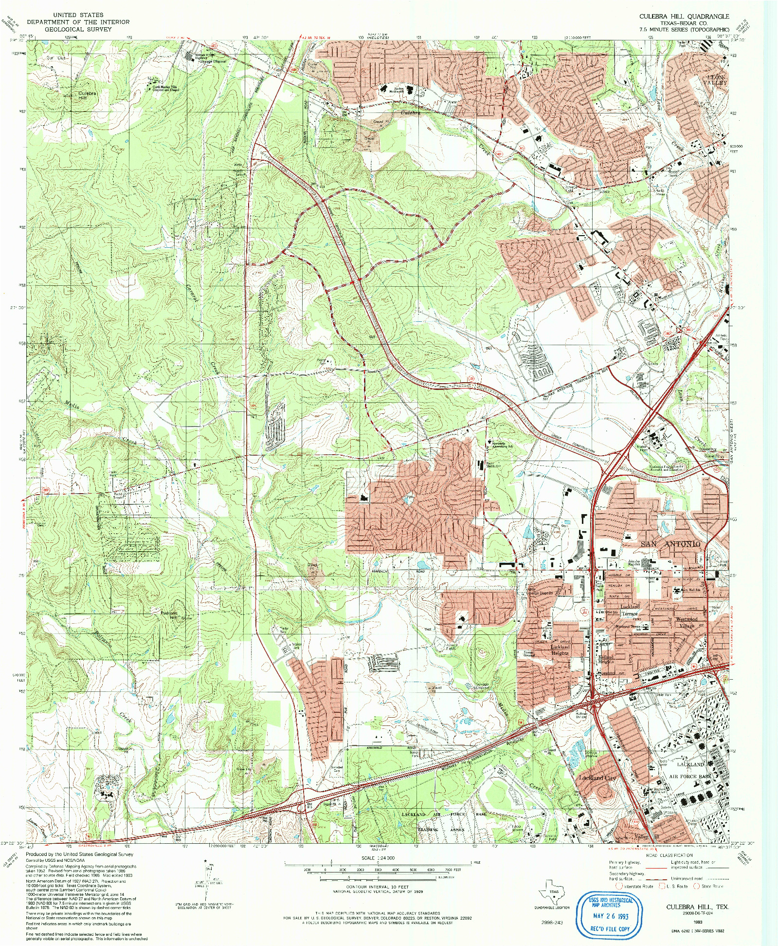 USGS 1:24000-SCALE QUADRANGLE FOR CULEBRA HILL, TX 1993