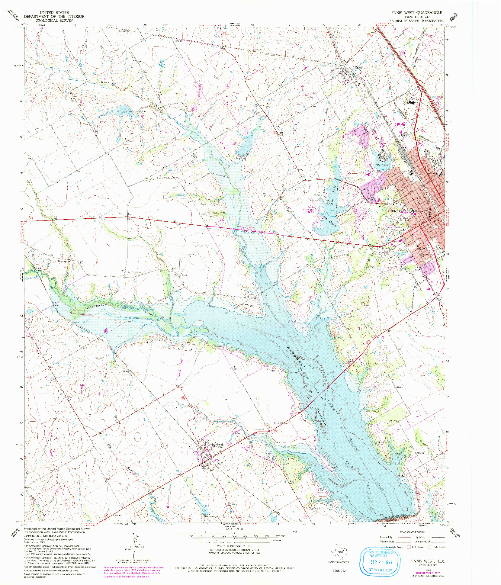 USGS 1:24000-SCALE QUADRANGLE FOR ENNIS WEST, TX 1962