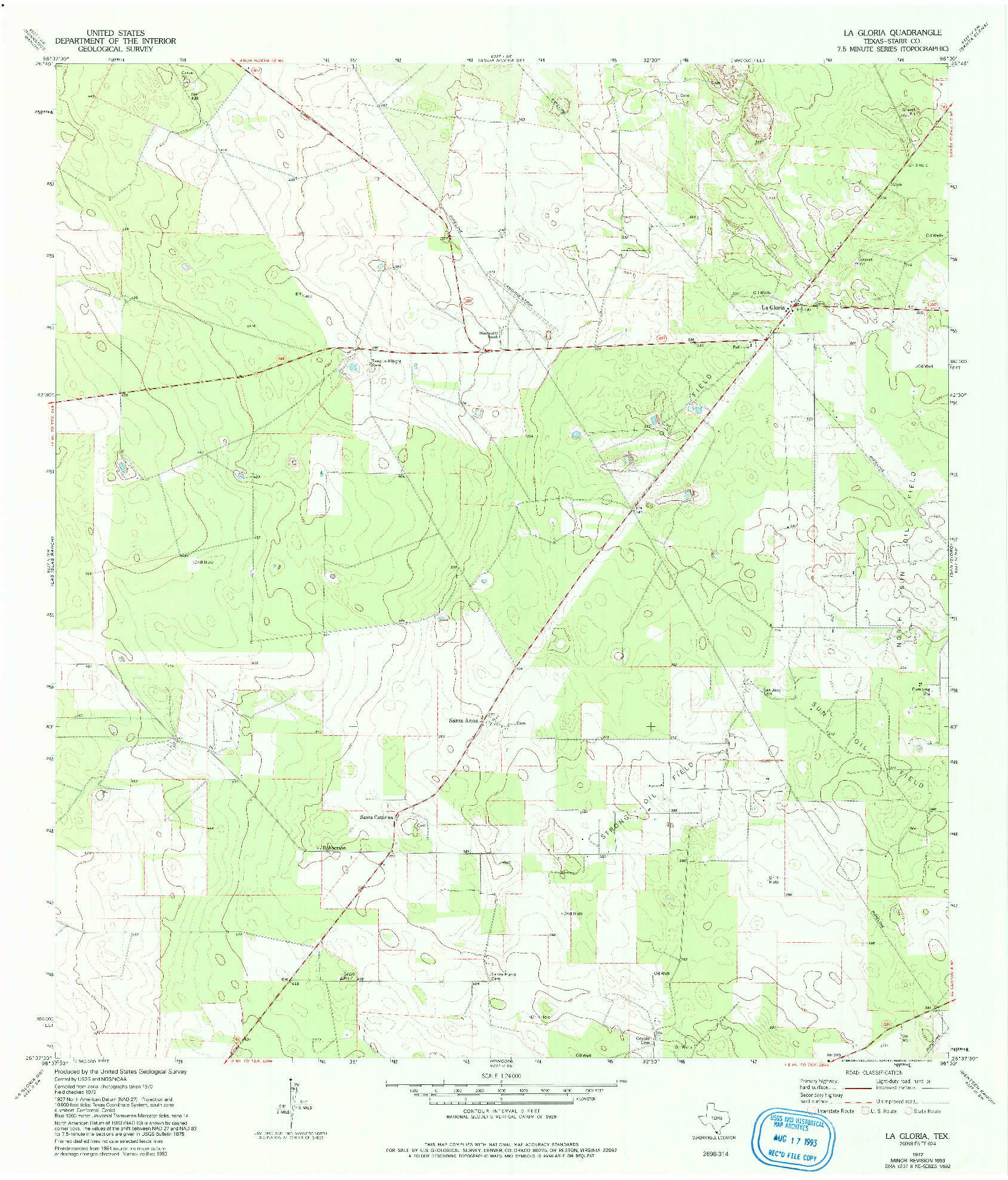 USGS 1:24000-SCALE QUADRANGLE FOR LA GLORIA, TX 1972