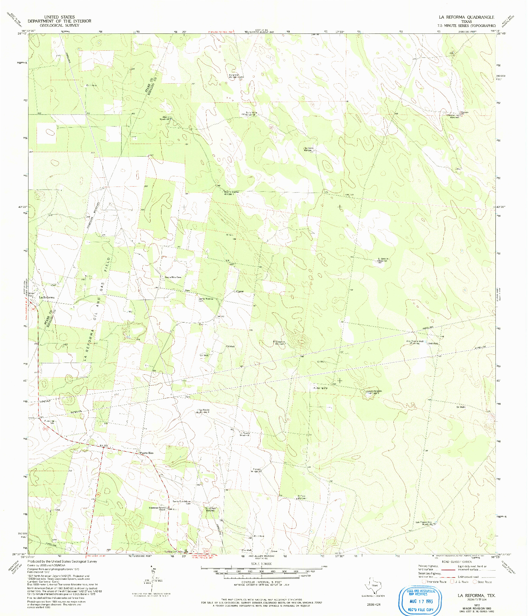 USGS 1:24000-SCALE QUADRANGLE FOR LA REFORMA, TX 1972