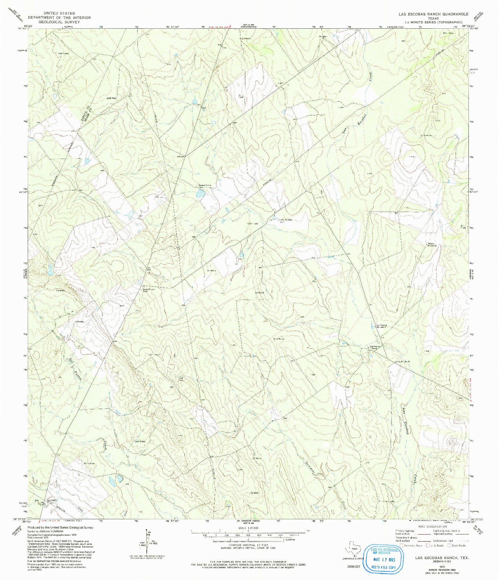 USGS 1:24000-SCALE QUADRANGLE FOR LAS ESCOBAS RANCH, TX 1972