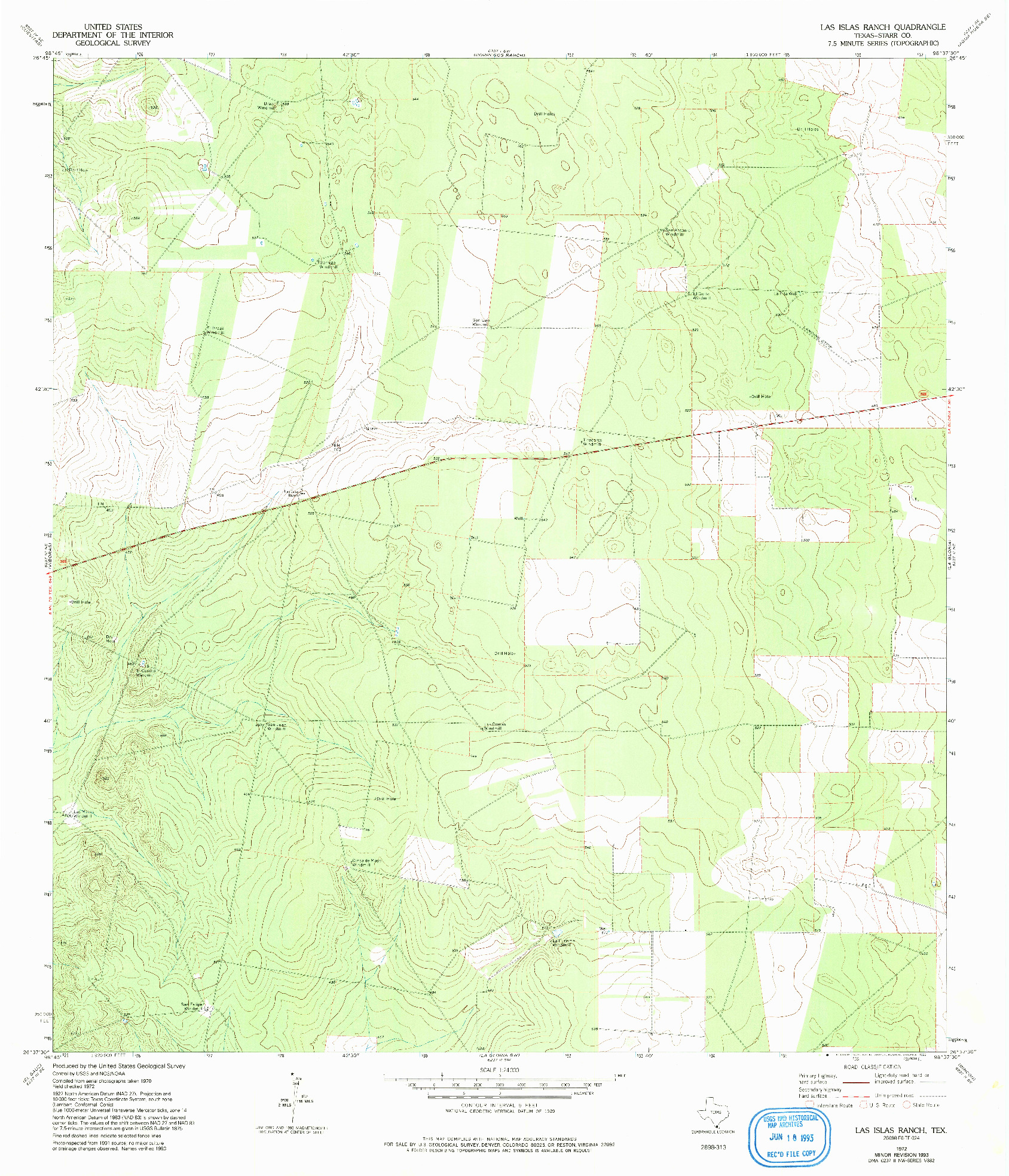 USGS 1:24000-SCALE QUADRANGLE FOR LAS ISLAS RANCH, TX 1972