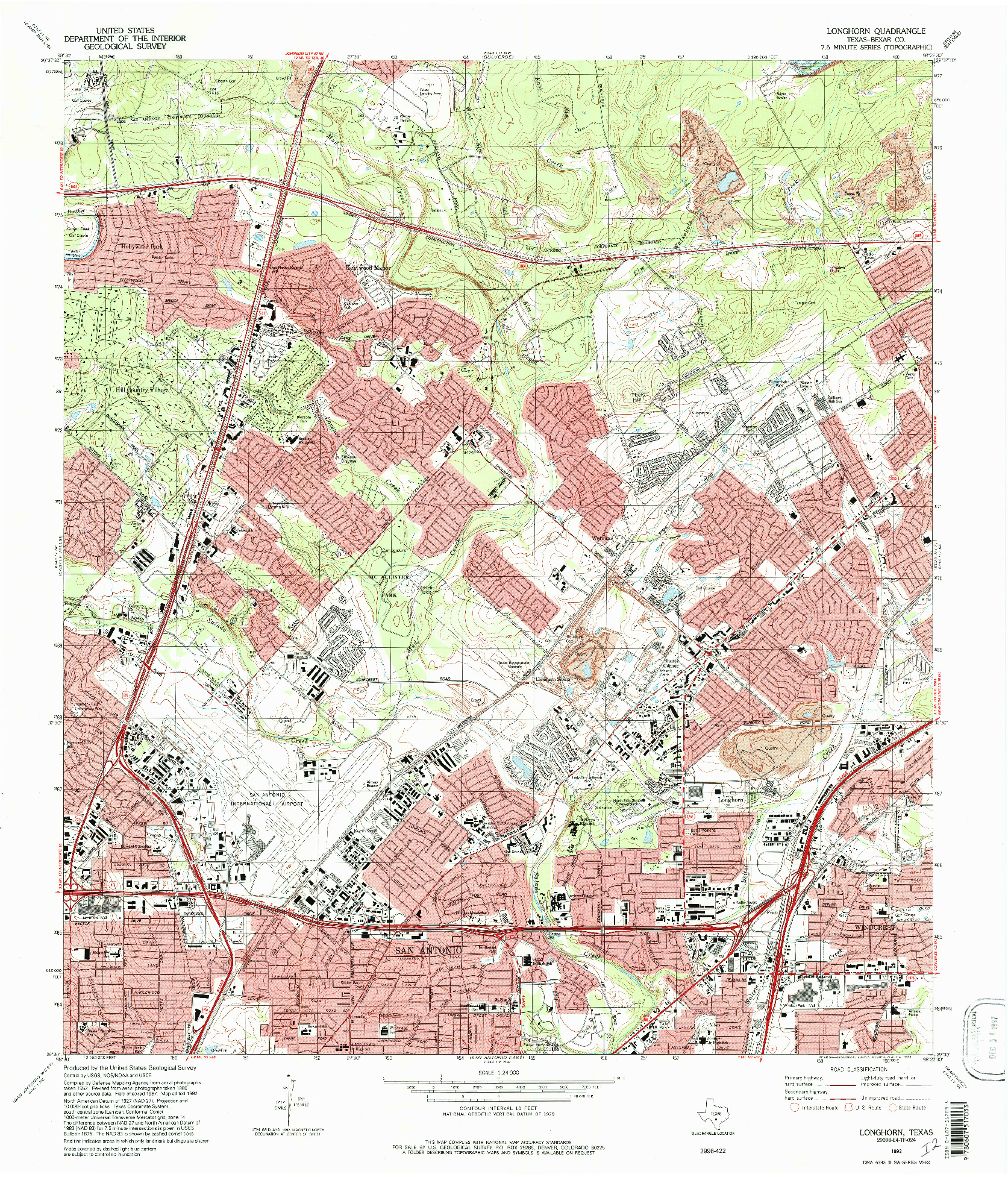 USGS 1:24000-SCALE QUADRANGLE FOR LONGHORN, TX 1992