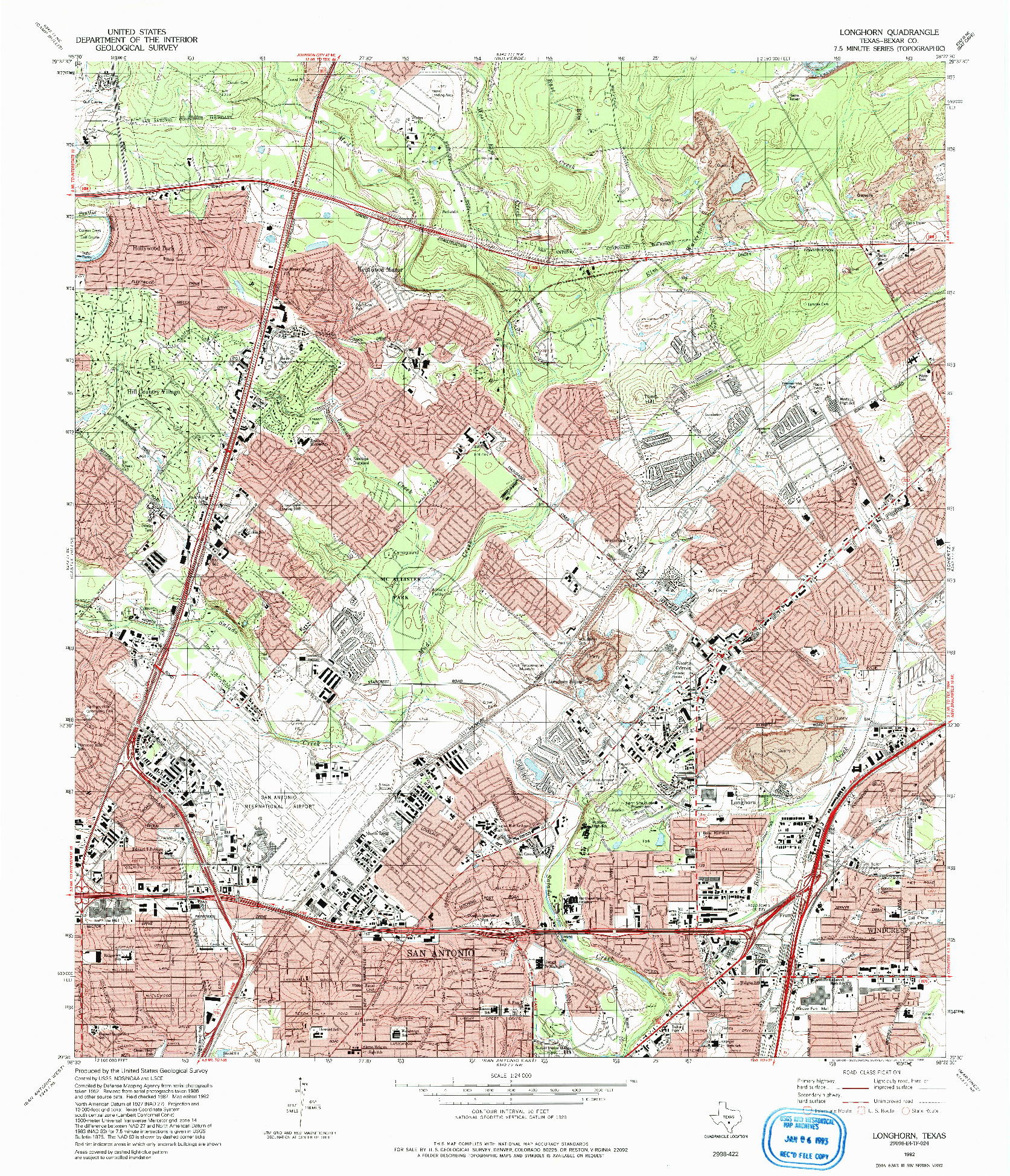 USGS 1:24000-SCALE QUADRANGLE FOR LONGHORN, TX 1992