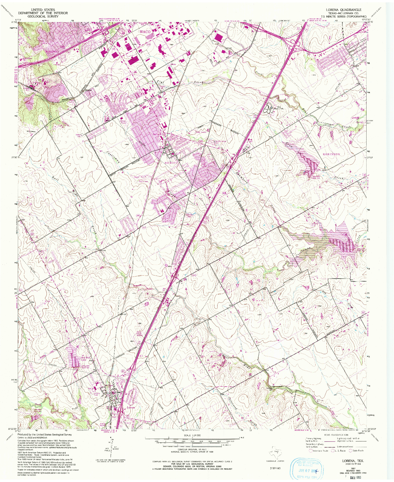 USGS 1:24000-SCALE QUADRANGLE FOR LORENA, TX 1957