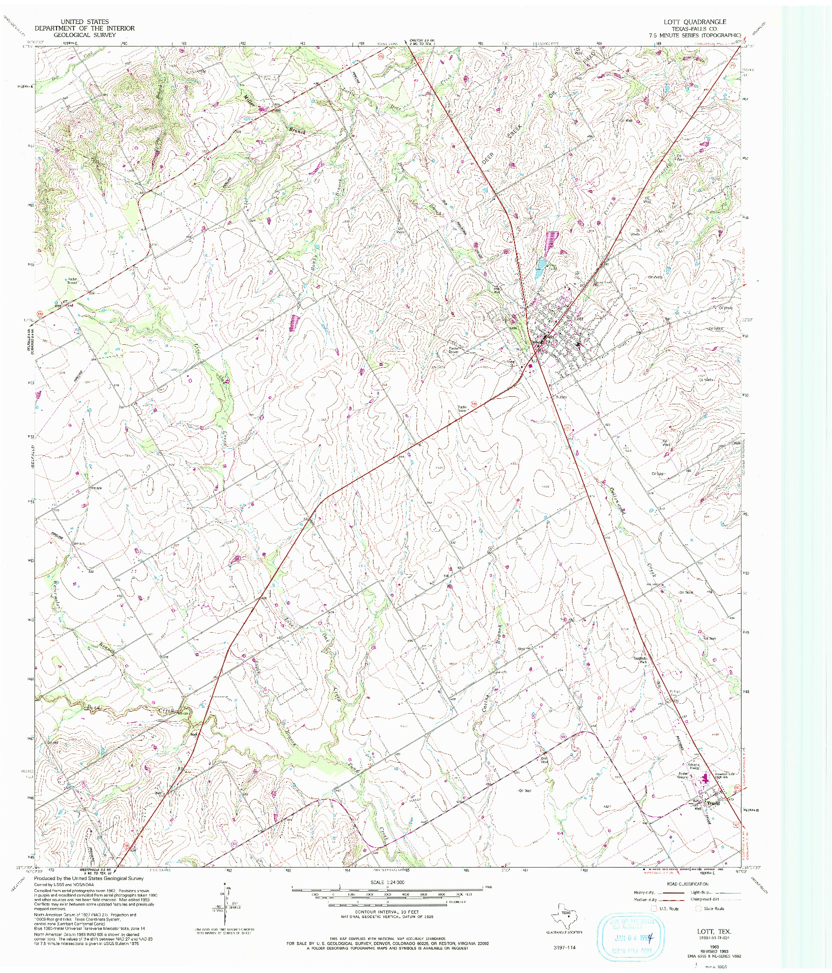 USGS 1:24000-SCALE QUADRANGLE FOR LOTT, TX 1963