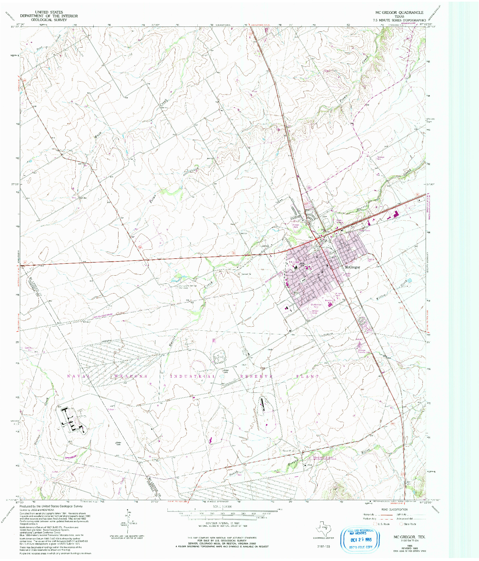 USGS 1:24000-SCALE QUADRANGLE FOR MCGREGOR, TX 1965