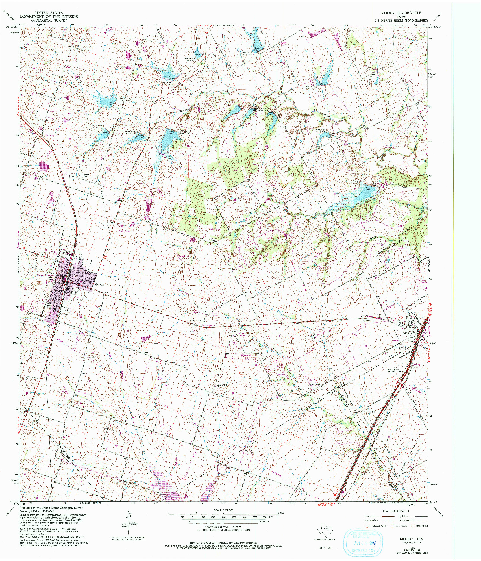 USGS 1:24000-SCALE QUADRANGLE FOR MOODY, TX 1965