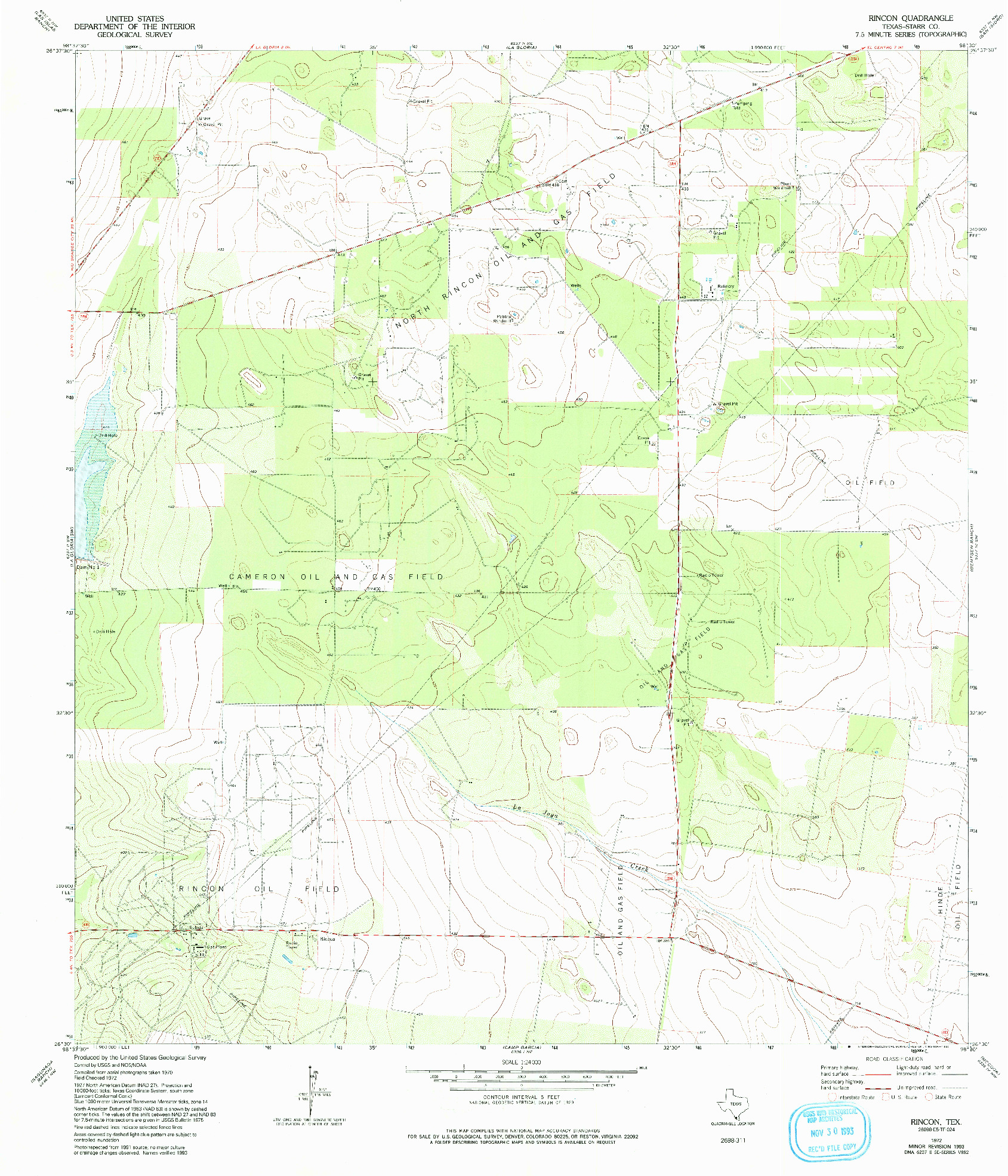 USGS 1:24000-SCALE QUADRANGLE FOR RINCON, TX 1972