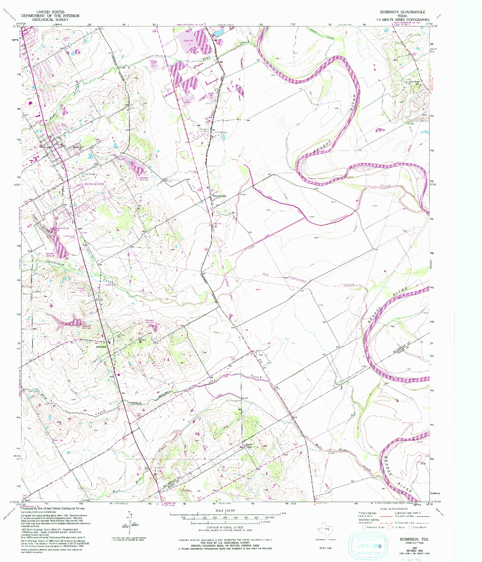 USGS 1:24000-SCALE QUADRANGLE FOR ROBINSON, TX 1957