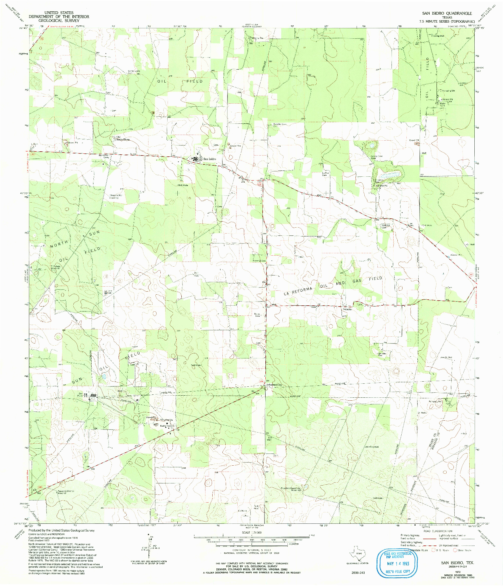 USGS 1:24000-SCALE QUADRANGLE FOR SAN ISIDRO, TX 1972