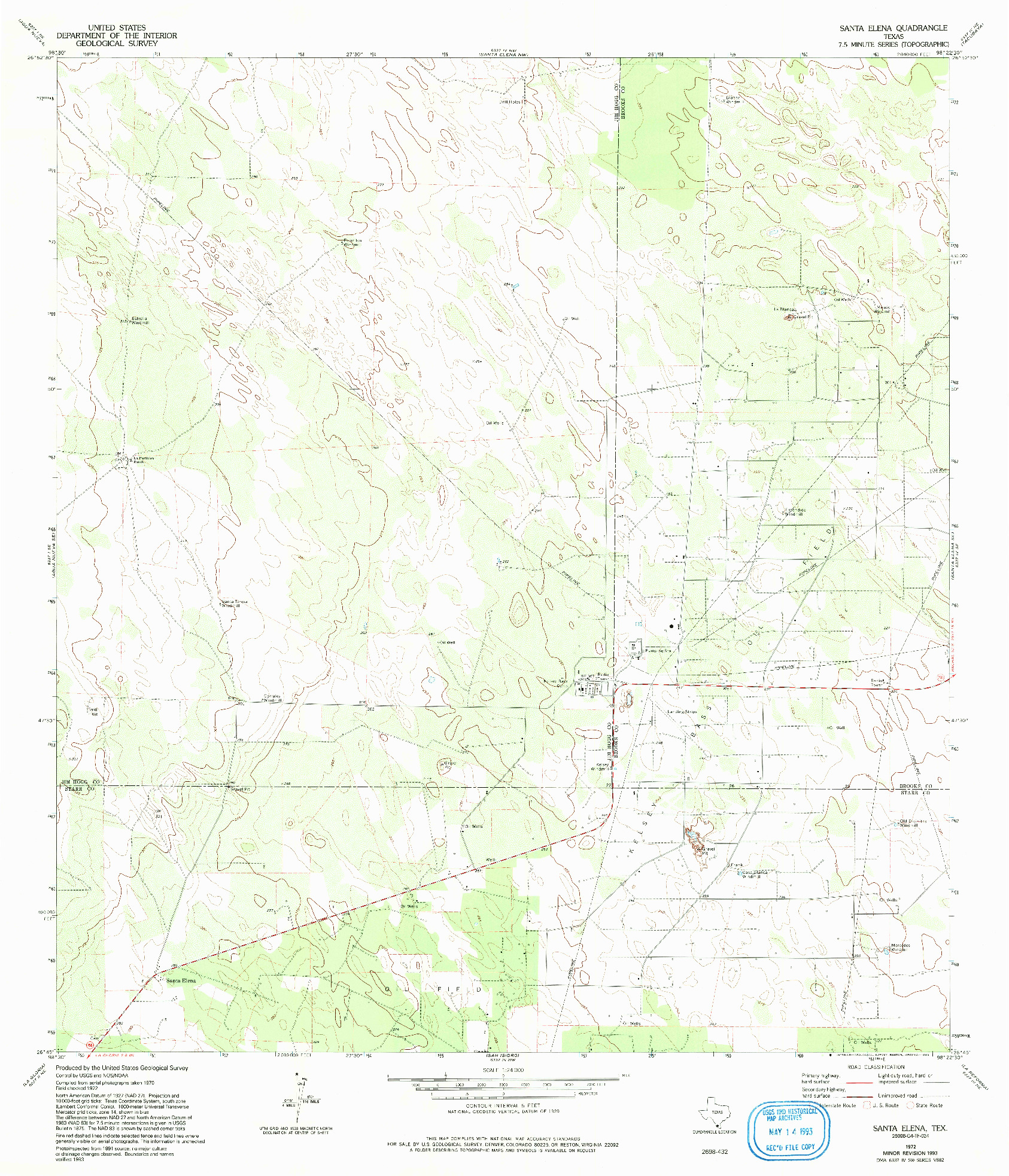 USGS 1:24000-SCALE QUADRANGLE FOR SANTA ELENA, TX 1972